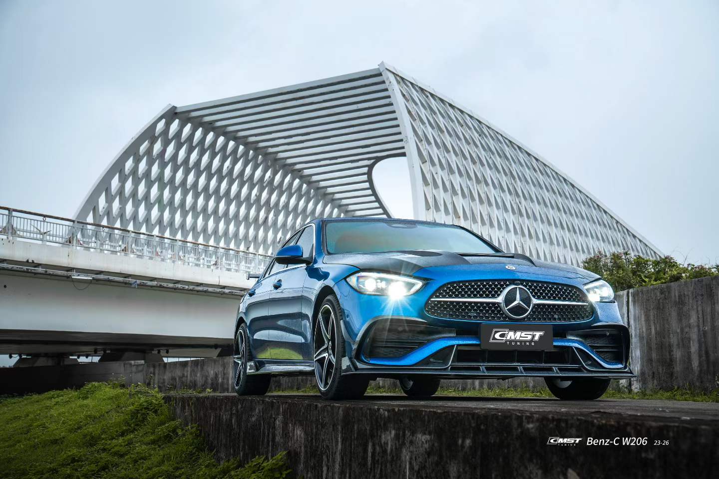 Mercedes Benz C-Class C43 AMG C300 (with sport-package bumper) W206 S206 2021-ON with Aftermarket Parts - Upper Valences Carbon Fiber / FRP from CMST Tuning