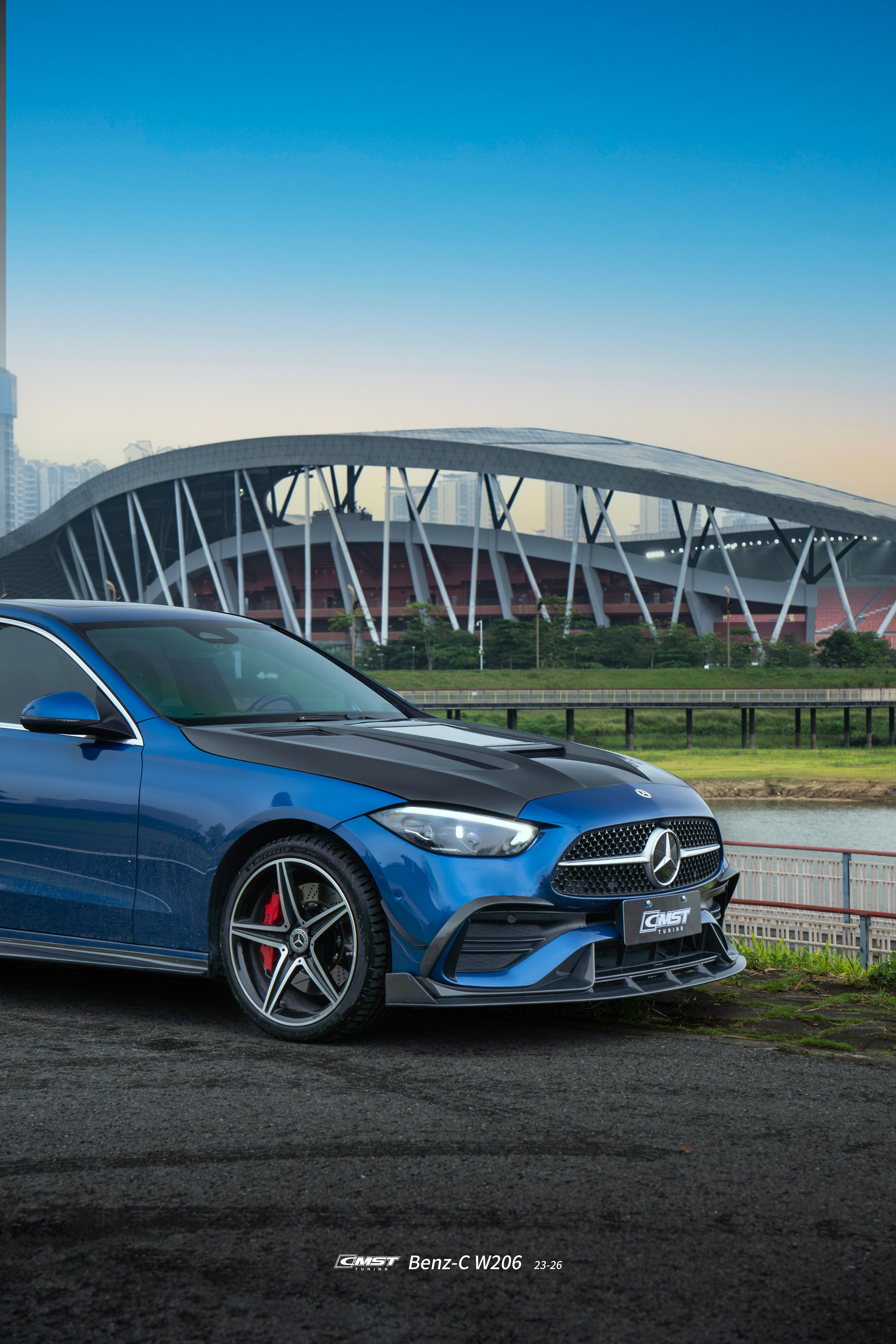 Mercedes Benz C-Class C43 AMG C300 (with sport-package bumper) W206 S206 2021-ON with Aftermarket Parts - Upper Valences Carbon Fiber / FRP from CMST Tuning