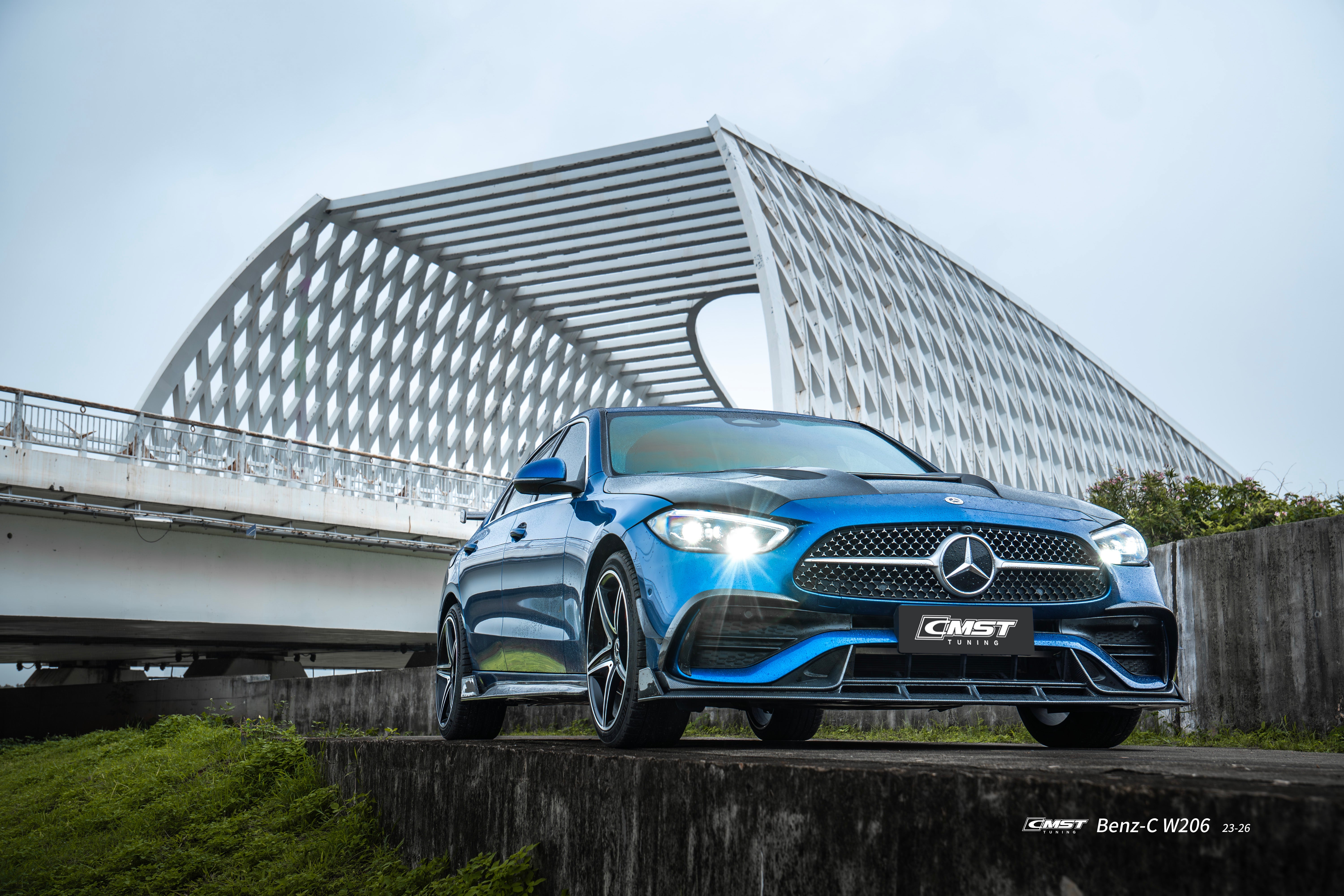 Mercedes Benz C-Class C43 AMG C300 (with sport-package bumper) W206 S206 2021-ON with Aftermarket Parts - Upper Valences Carbon Fiber / FRP from CMST Tuning