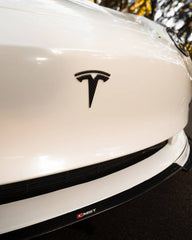 Tesla Model 3 Performance Long Range Standard Base 2017-2023 with Aftermarket Parts - V1 Style Front Lip Splitter Carbon Fiber / FRP from CMST Tuning
