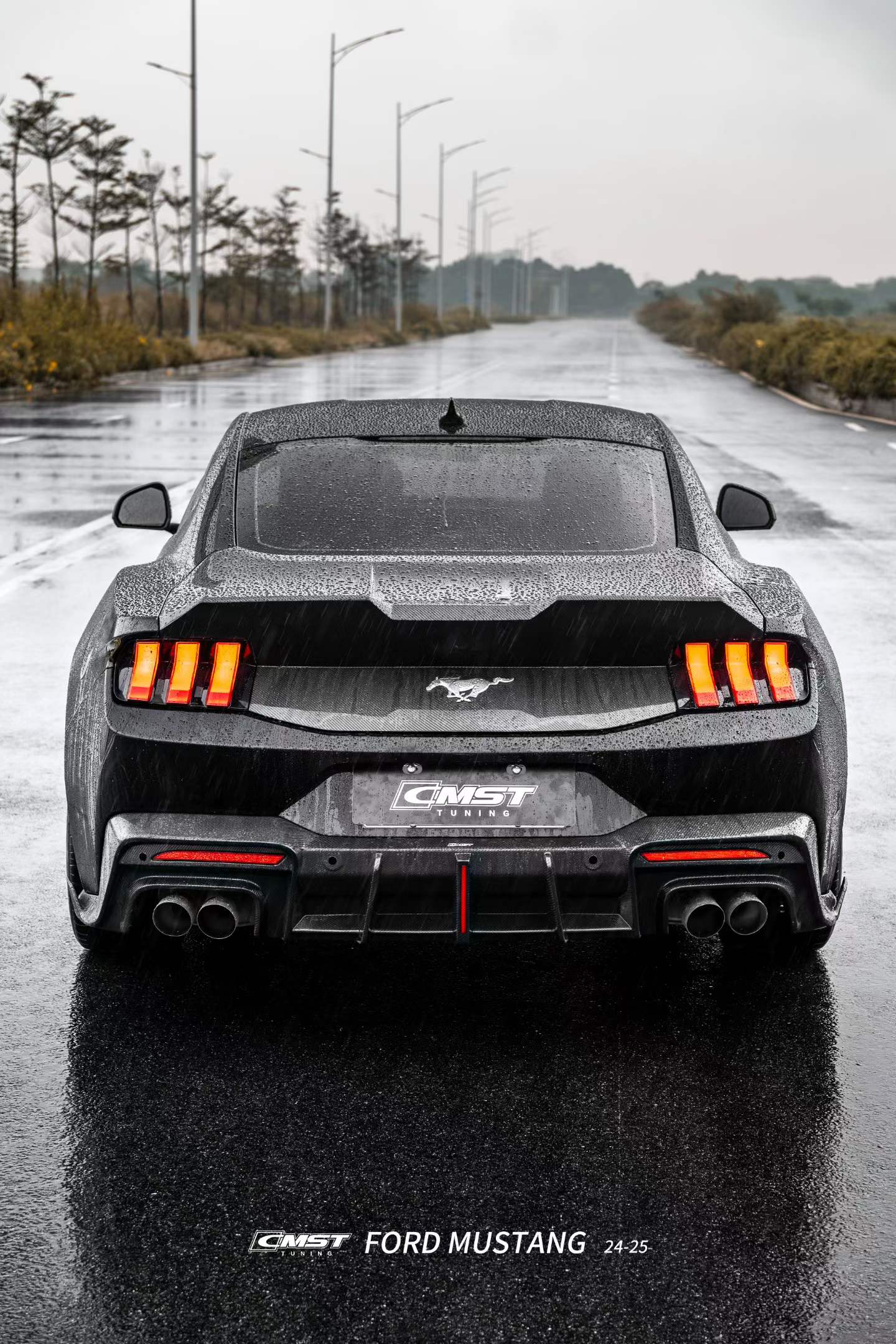 Ford Mustang S650 2.3 Ecoboost 5.0 GT Dark Horse 2024-ON with Aftermarket Parts - V1 Rear Diffuser Carbon Fiber / FRP from CMST Tuning