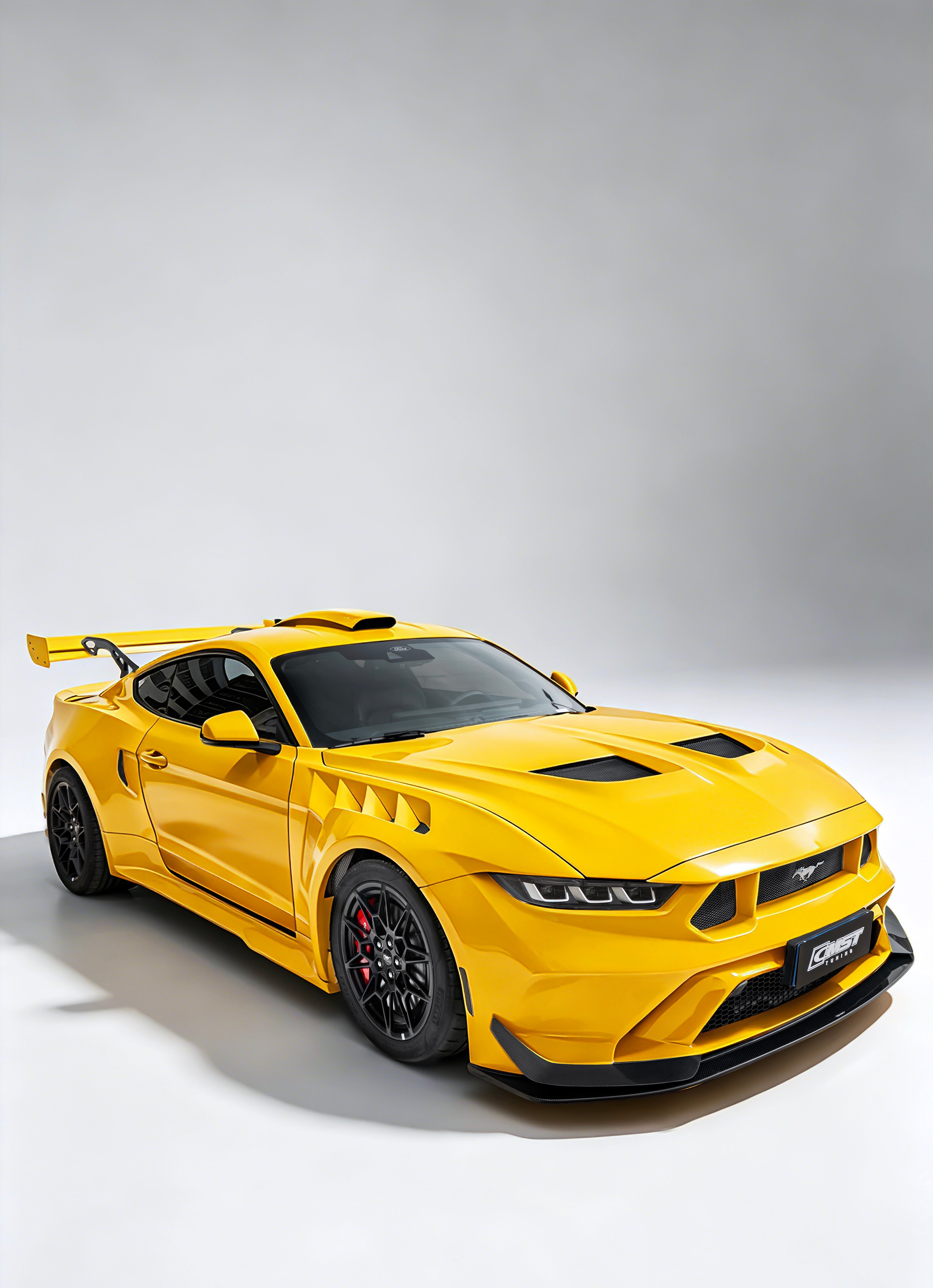 Ford Mustang S650 2.3 Ecoboost 5.0 GT Dark Horse 2024-ON with Aftermarket Parts - V1 GTD Style Hood Carbon Fiber / FRP from CMST Tuning