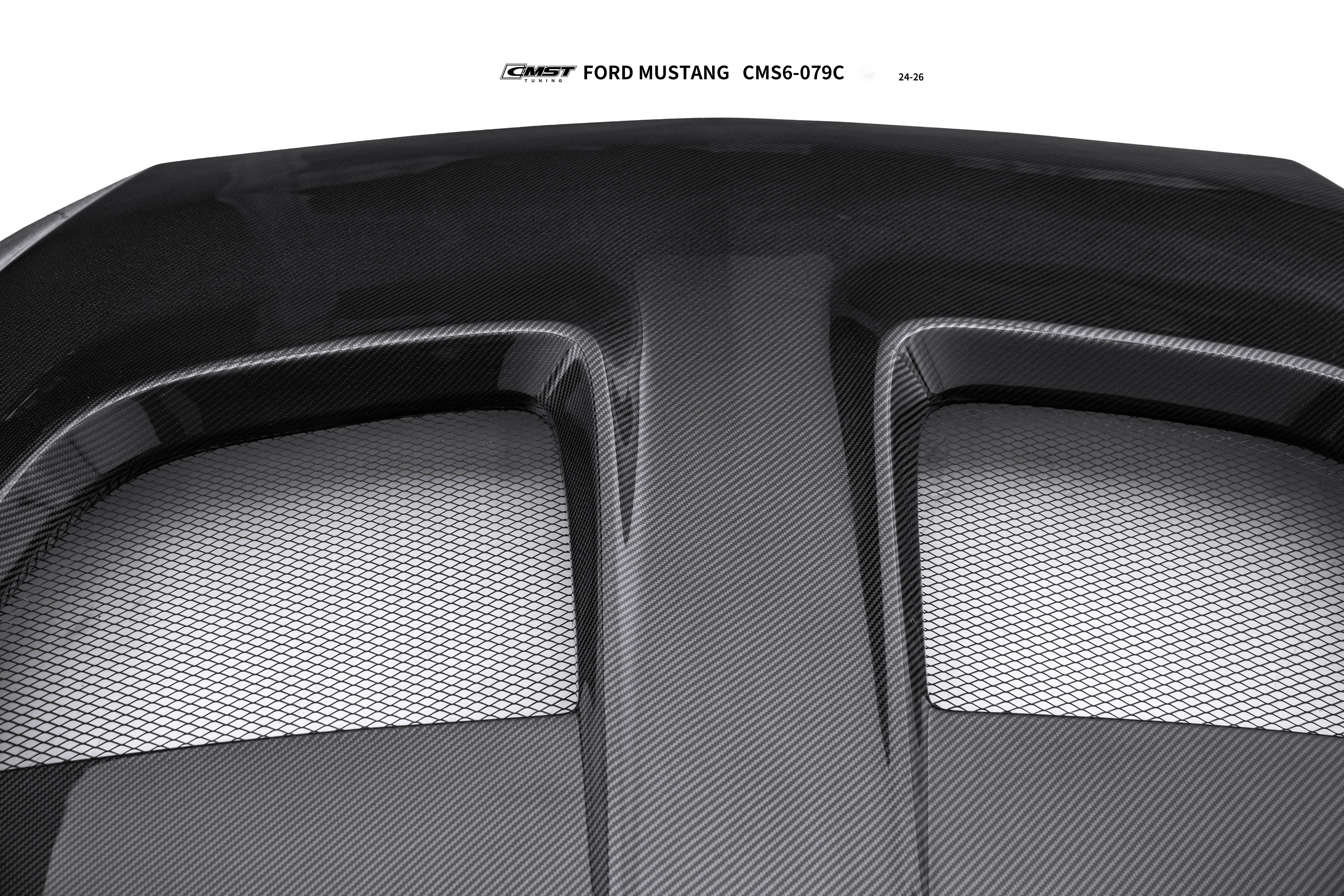 Ford Mustang S650 2.3 Ecoboost 5.0 GT Dark Horse 2024-ON with Aftermarket Parts - V1 GTD Style Hood Carbon Fiber / FRP from CMST Tuning