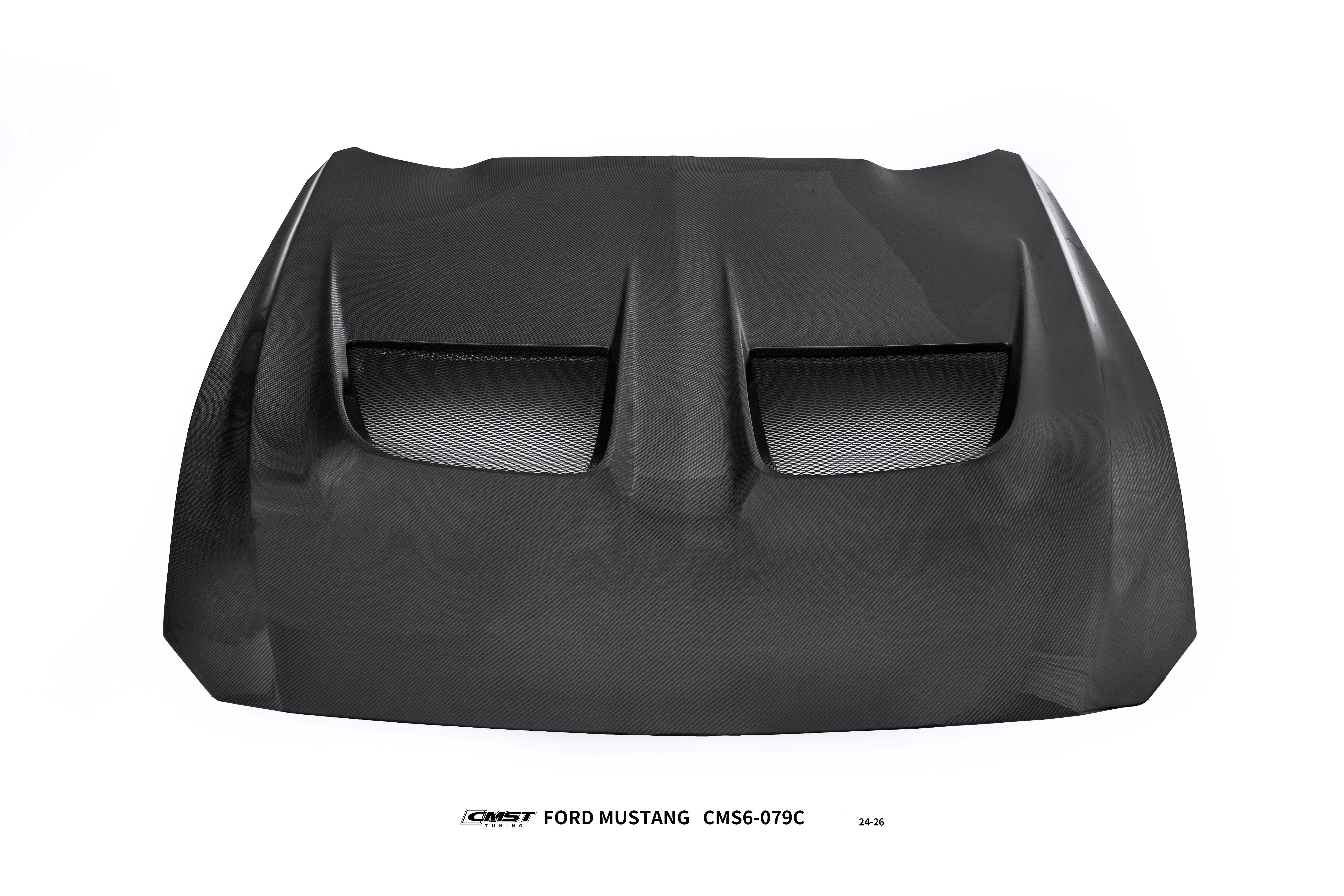 Ford Mustang S650 2.3 Ecoboost 5.0 GT Dark Horse 2024-ON with Aftermarket Parts - V1 GTD Style Hood Carbon Fiber / FRP from CMST Tuning