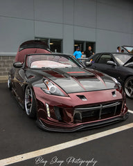 Nissan 370Z Nismo Sport Touring Base Fairlady Z Z34 2009 2010 2011 2012 2013 2014 2015 2016 2017 2018 2019 2020 with Aftermarket Parts - V1 Glass Clearview Hood Bonnet Carbon Fiber / FRP from CMST Tuning