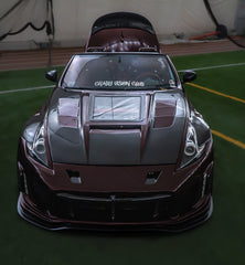 Nissan 370Z Nismo Sport Touring Base Fairlady Z Z34 2009 2010 2011 2012 2013 2014 2015 2016 2017 2018 2019 2020 with Aftermarket Parts - V1 Glass Clearview Hood Bonnet Carbon Fiber / FRP from CMST Tuning