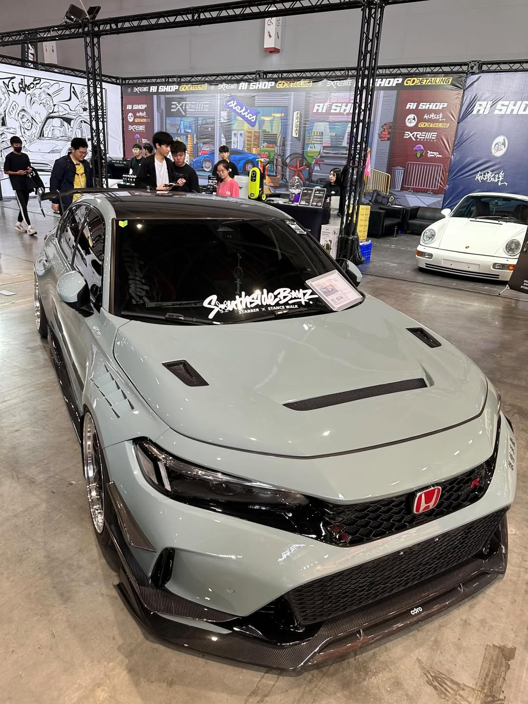 Honda Civic Type-R FL5 2023 2024 with Aftermarket Parts - V1 Hood Bonnet Carbon Fiber from CMST Tuning