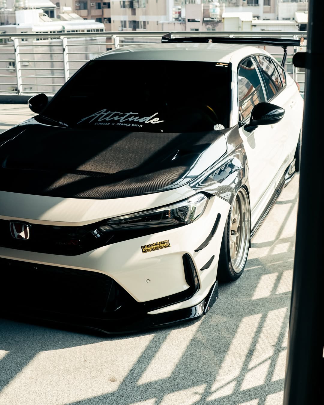 Honda Civic Type-R FL5 2023 2024 with Aftermarket Parts - V1 Hood Bonnet Carbon Fiber from CMST Tuning