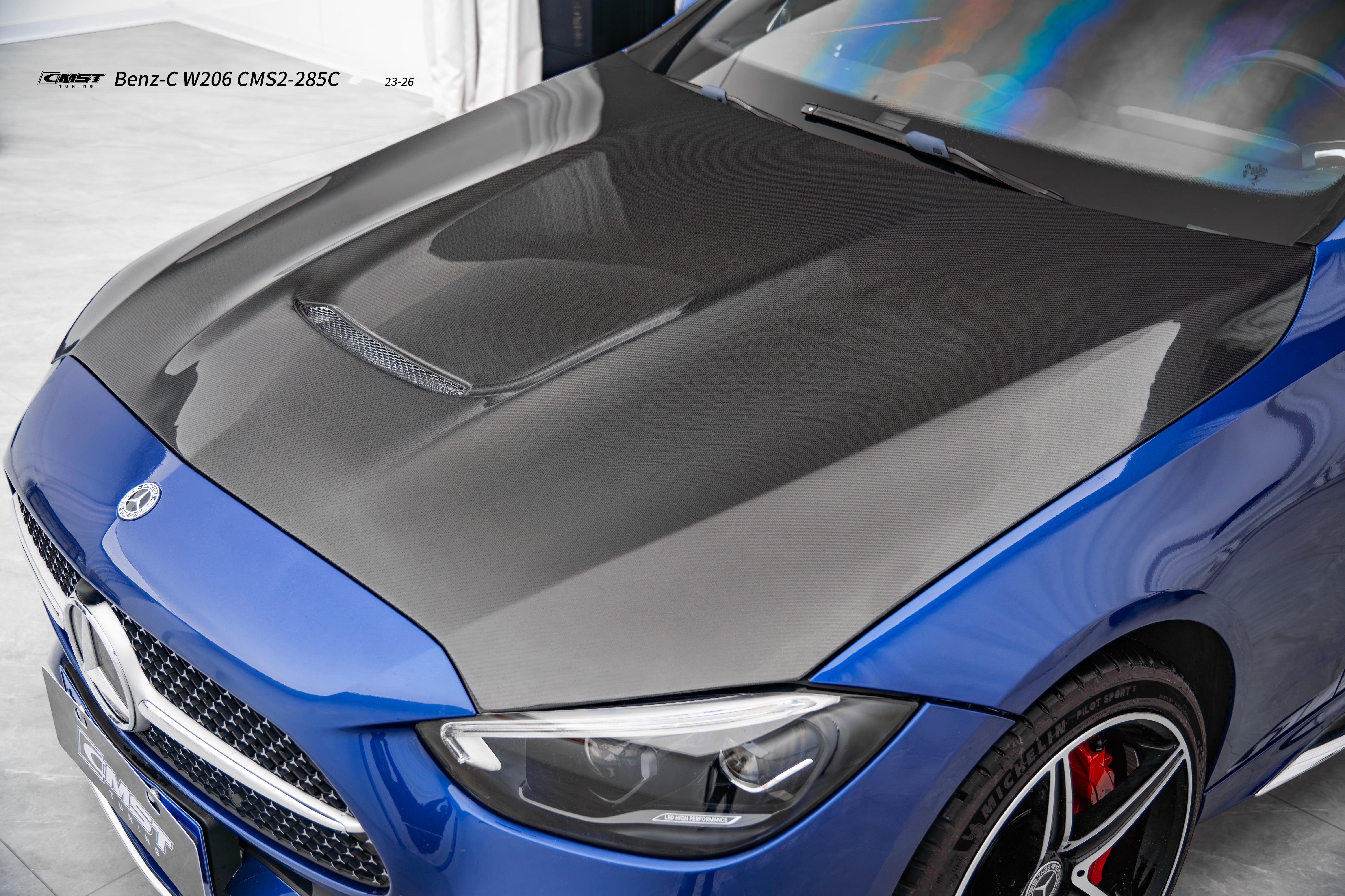 Mercedes Benz C-Class C63S C63 C43 AMG C300 W206 S206 2021-ON with Aftermarket Parts - V1 Hood Carbon Fiber / FRP from CMST Tuning