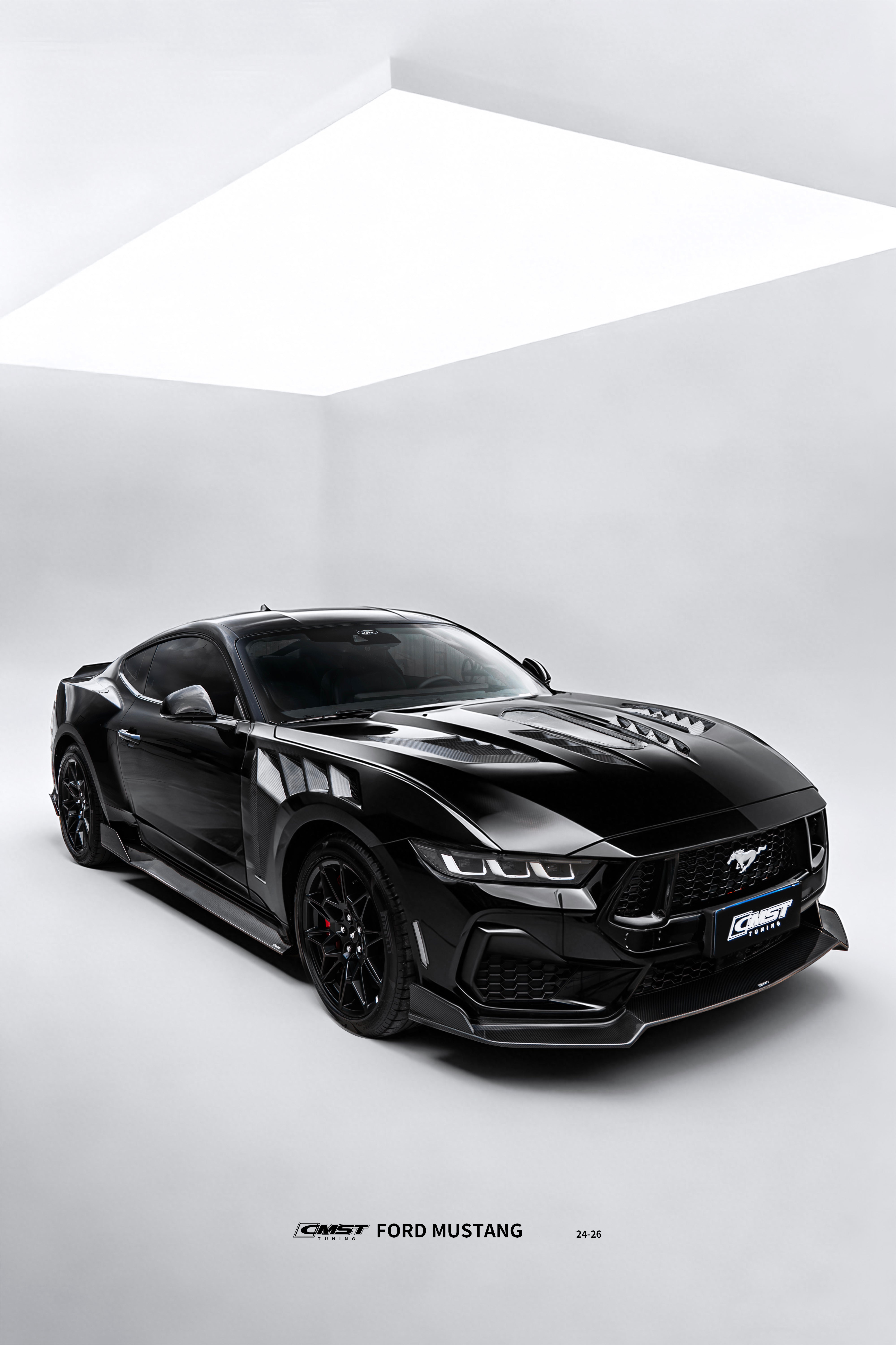Ford Mustang S650 2.3 Ecoboost 5.0 GT Dark Horse 2024-ON with Aftermarket Parts - V1 Side Skirts Carbon Fiber / FRP from CMST Tuning