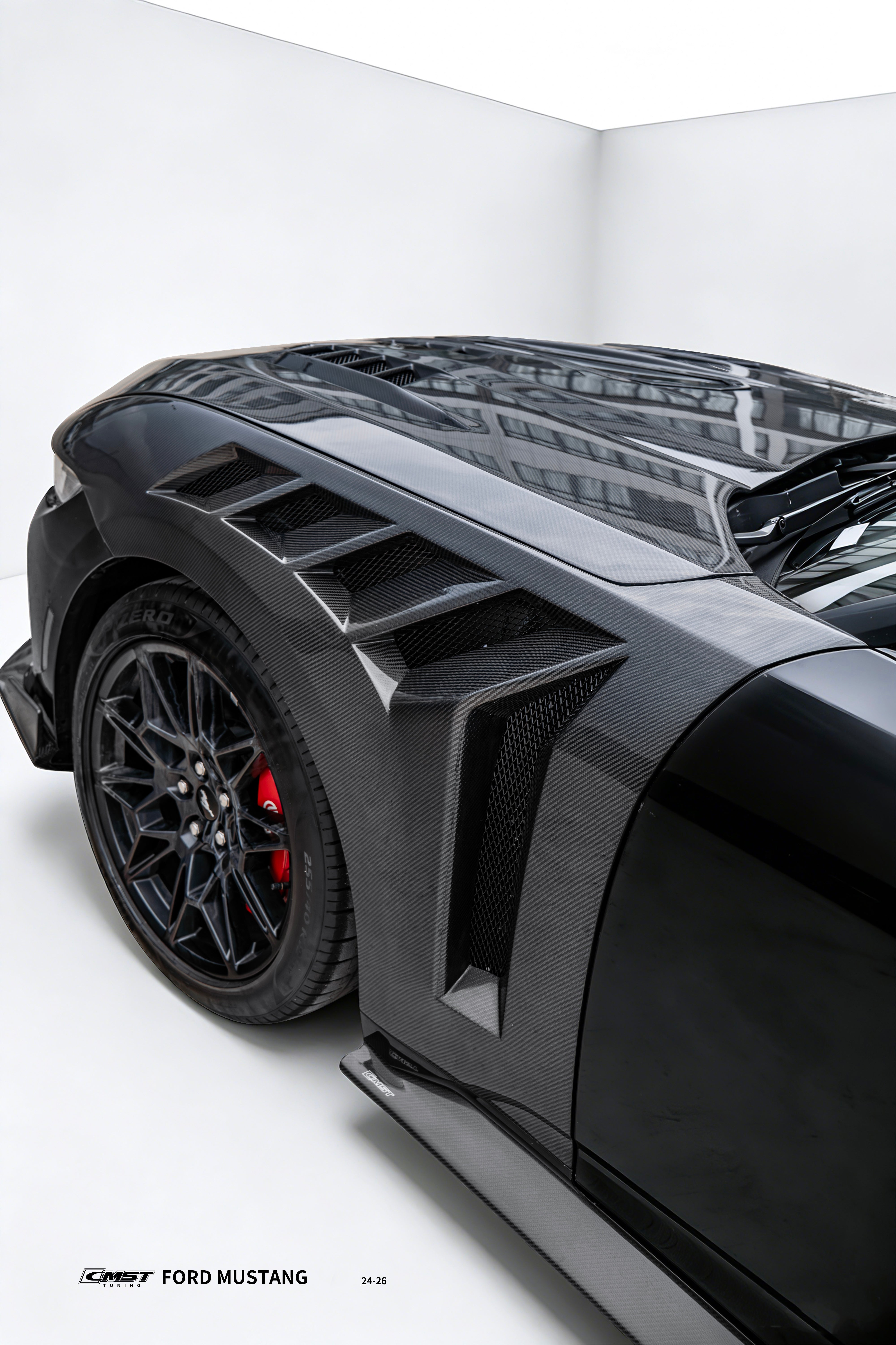 Ford Mustang S650 2.3 Ecoboost 5.0 GT Dark Horse 2024-ON with Aftermarket Parts - V1 Side Skirts Carbon Fiber / FRP from CMST Tuning