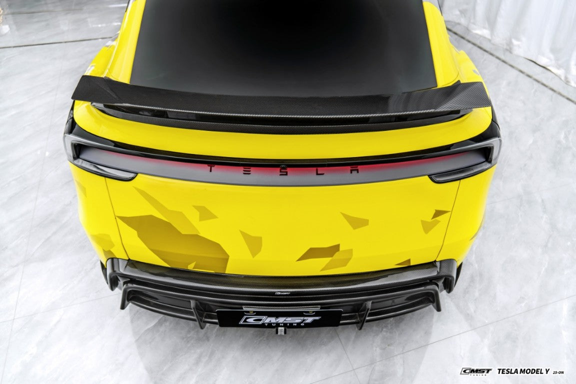 Tesla Model Y Juniper 2026-ON with Aftermarket Parts - V1 Rear Spoiler Carbon Fiber / FRP from CMST Tuning