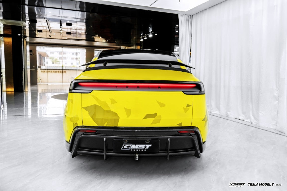 Tesla Model Y Juniper 2026-ON with Aftermarket Parts - V1 Rear Spoiler Carbon Fiber / FRP from CMST Tuning