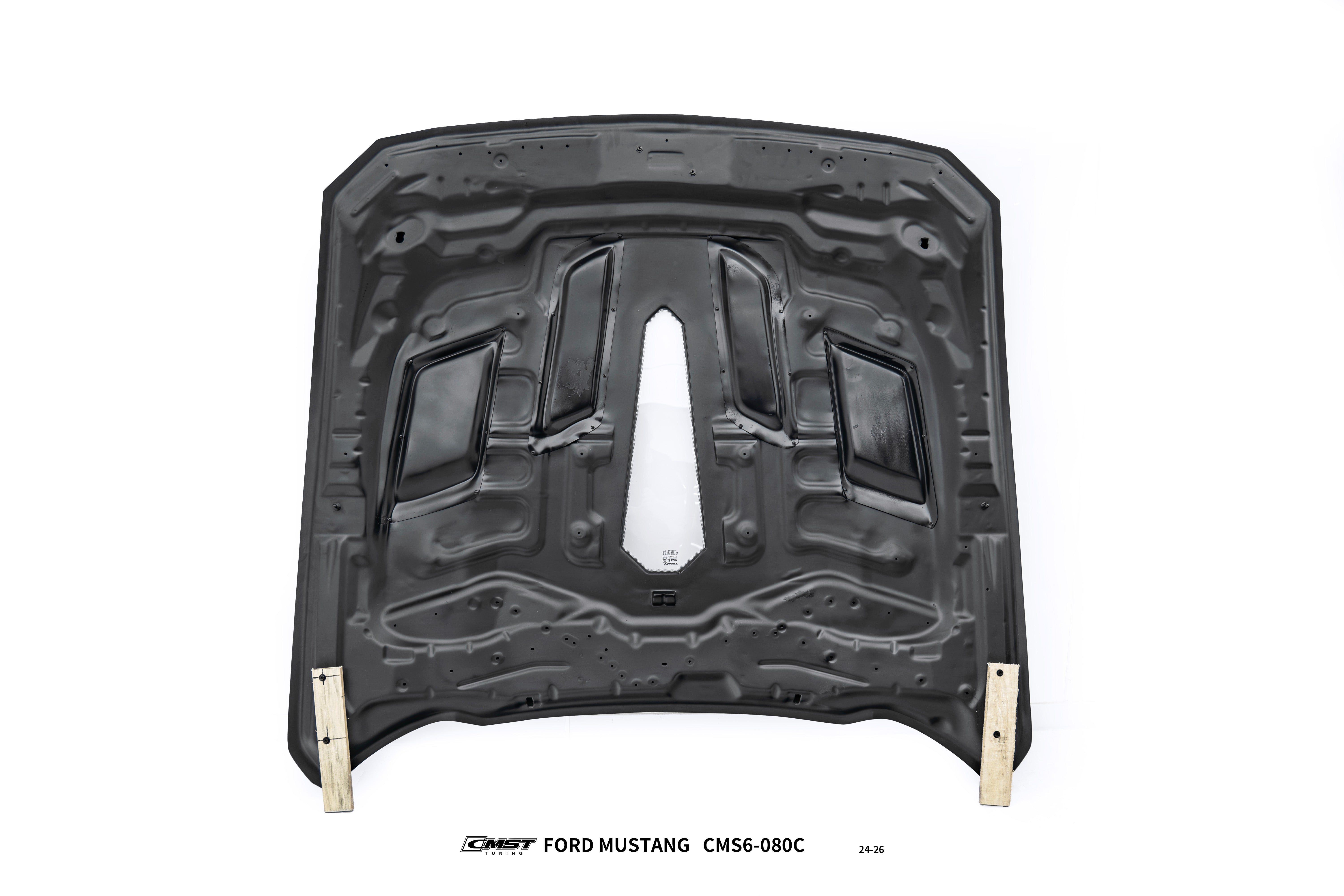 Ford Mustang S650 2.3 Ecoboost 5.0 GT Dark Horse 2024-ON with Aftermarket Parts - V2 Clearview Glass Transparent Hood Carbon Fiber / FRP from CMST Tuning