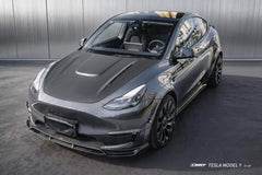 Tesla Model Y Performance AWD Long Range RWD Standard 2020-ON with Aftermarket Parts - V2 Style Front Lip Splitter Carbon Fiber / FRP from CMST Tuning