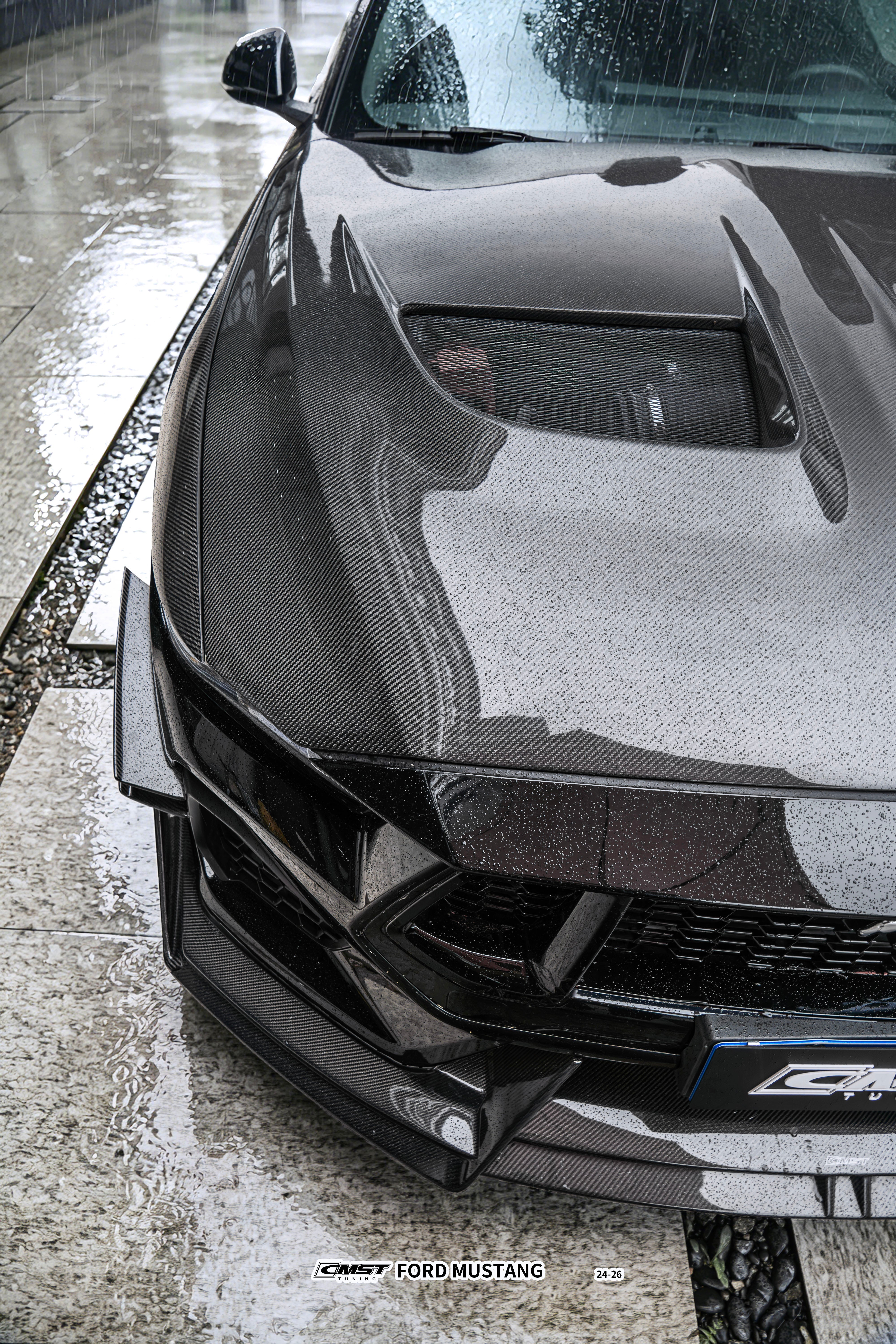 Ford Mustang S650 GT 2024-ON with Aftermarket Parts - V2 Front Lip Carbon Fiber / FRP from CMST Tuning
