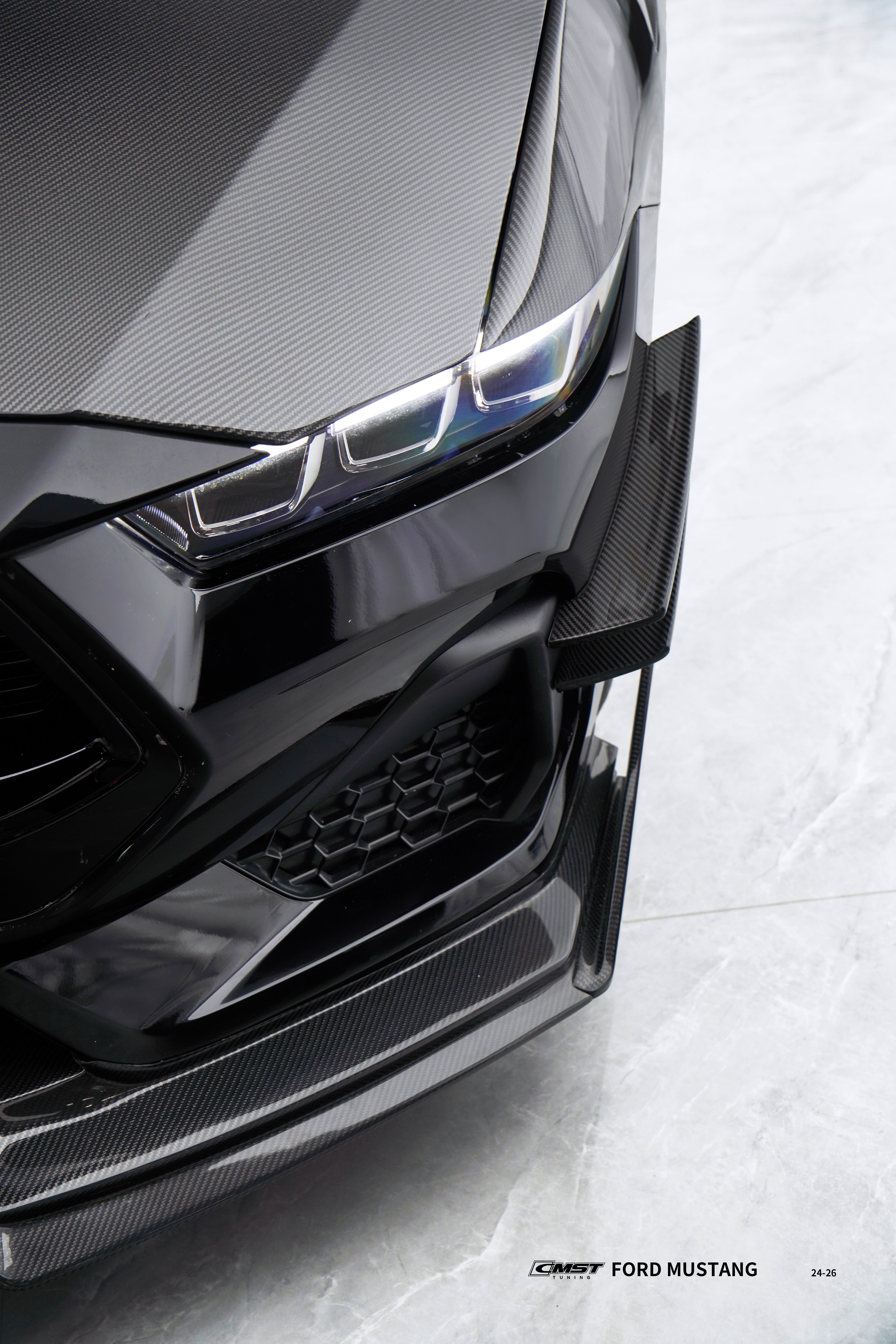Ford Mustang S650 GT 2024-ON with Aftermarket Parts - V2 Front Lip Carbon Fiber / FRP from CMST Tuning