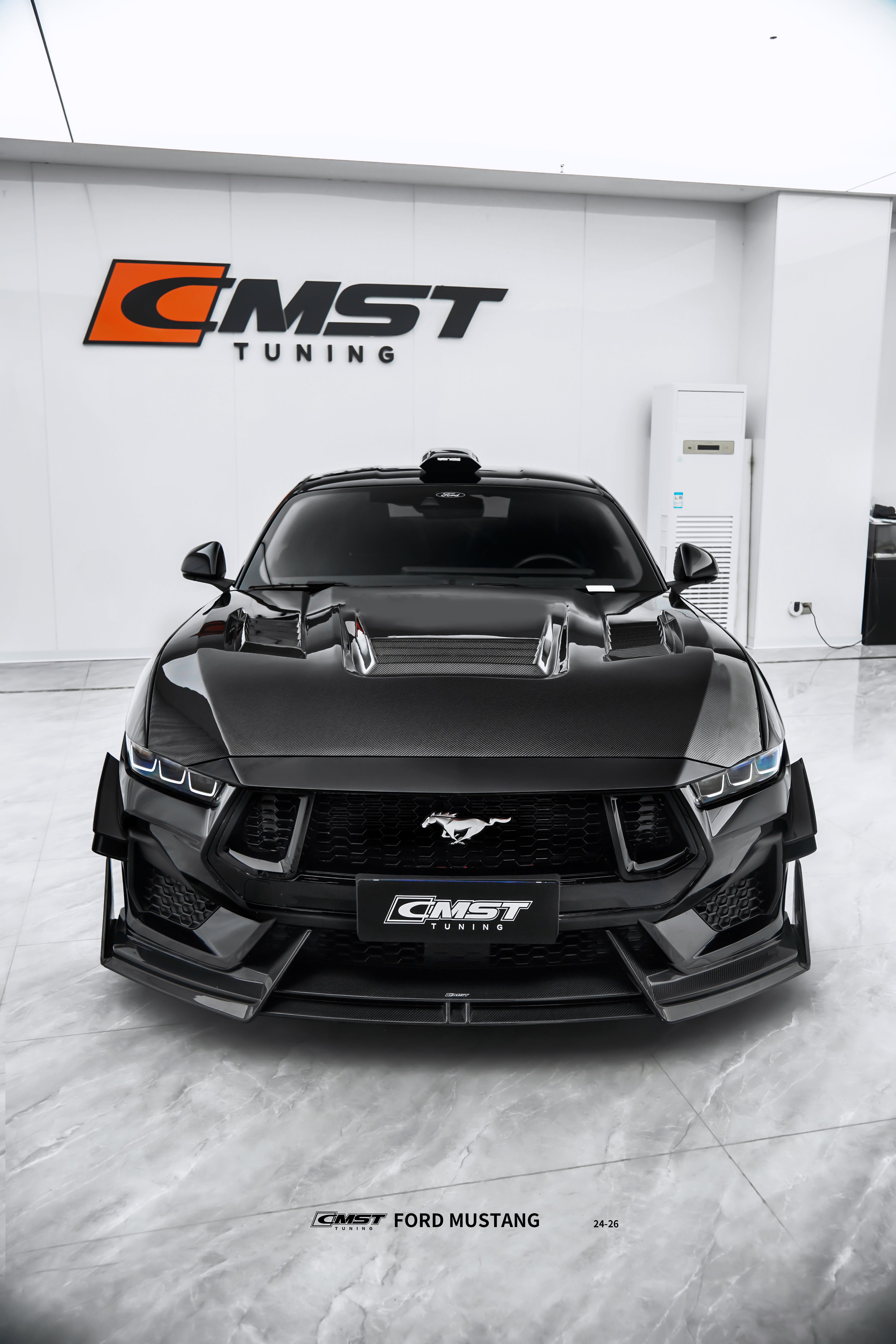 Ford Mustang S650 GT 2024-ON with Aftermarket Parts - V2 Front Lip Carbon Fiber / FRP from CMST Tuning