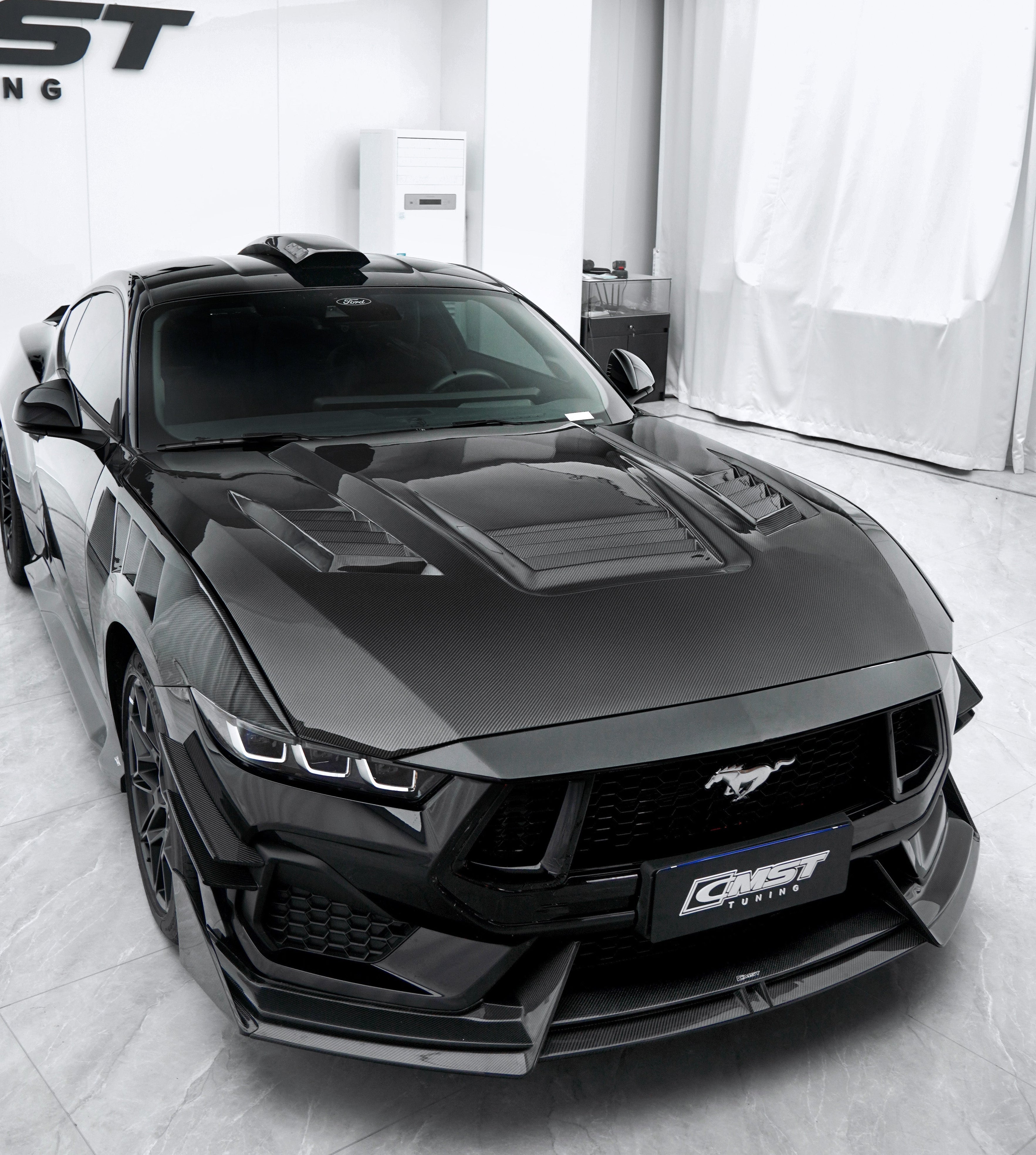 Ford Mustang S650 GT 2024-ON with Aftermarket Parts - V2 Front Lip Carbon Fiber / FRP from CMST Tuning