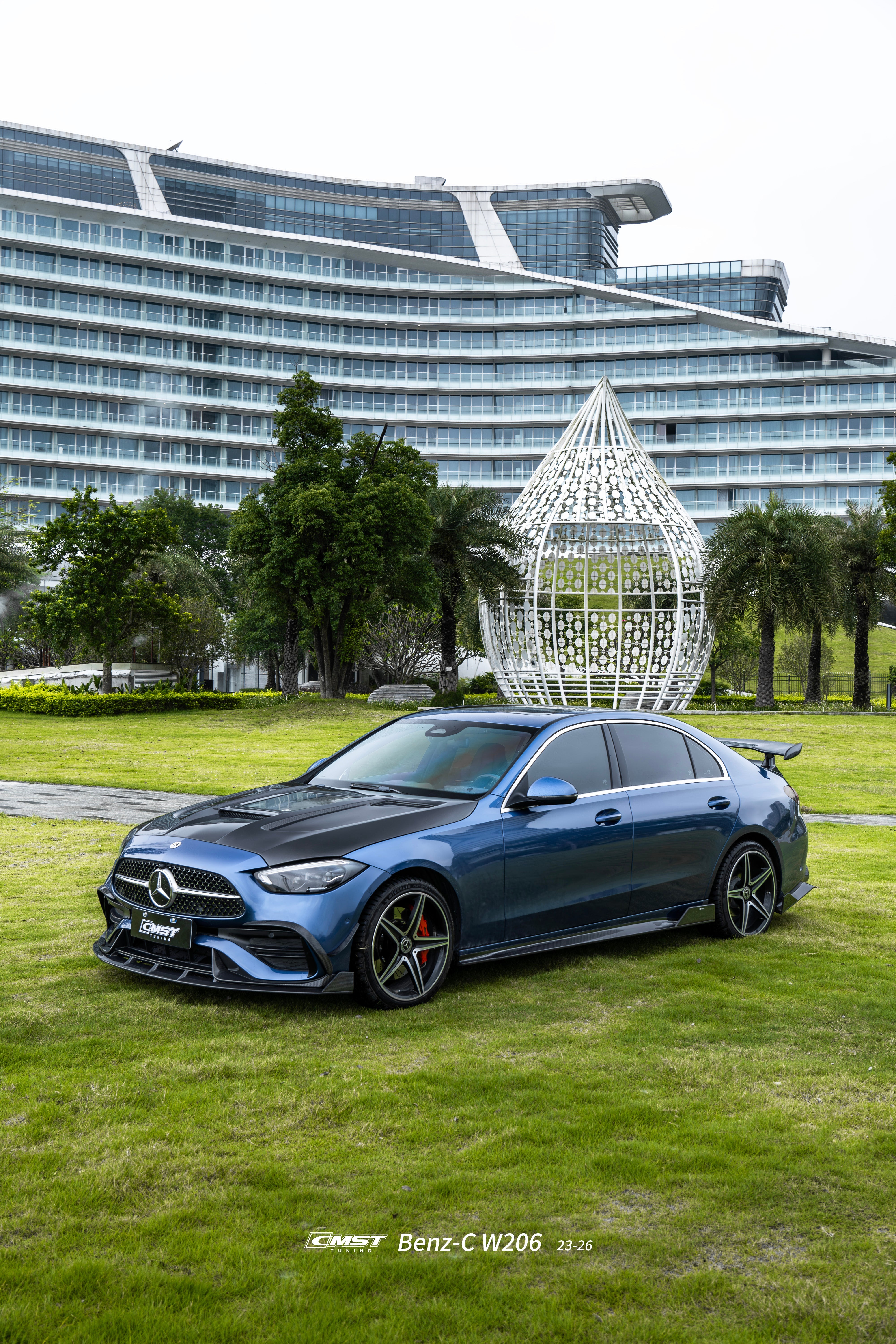 Mercedes Benz C-Class C63S C63 C43 AMG C300 W206 S206 2021-ON with Aftermarket Parts - V2 Hood Carbon Fiber / FRP from CMST Tuning