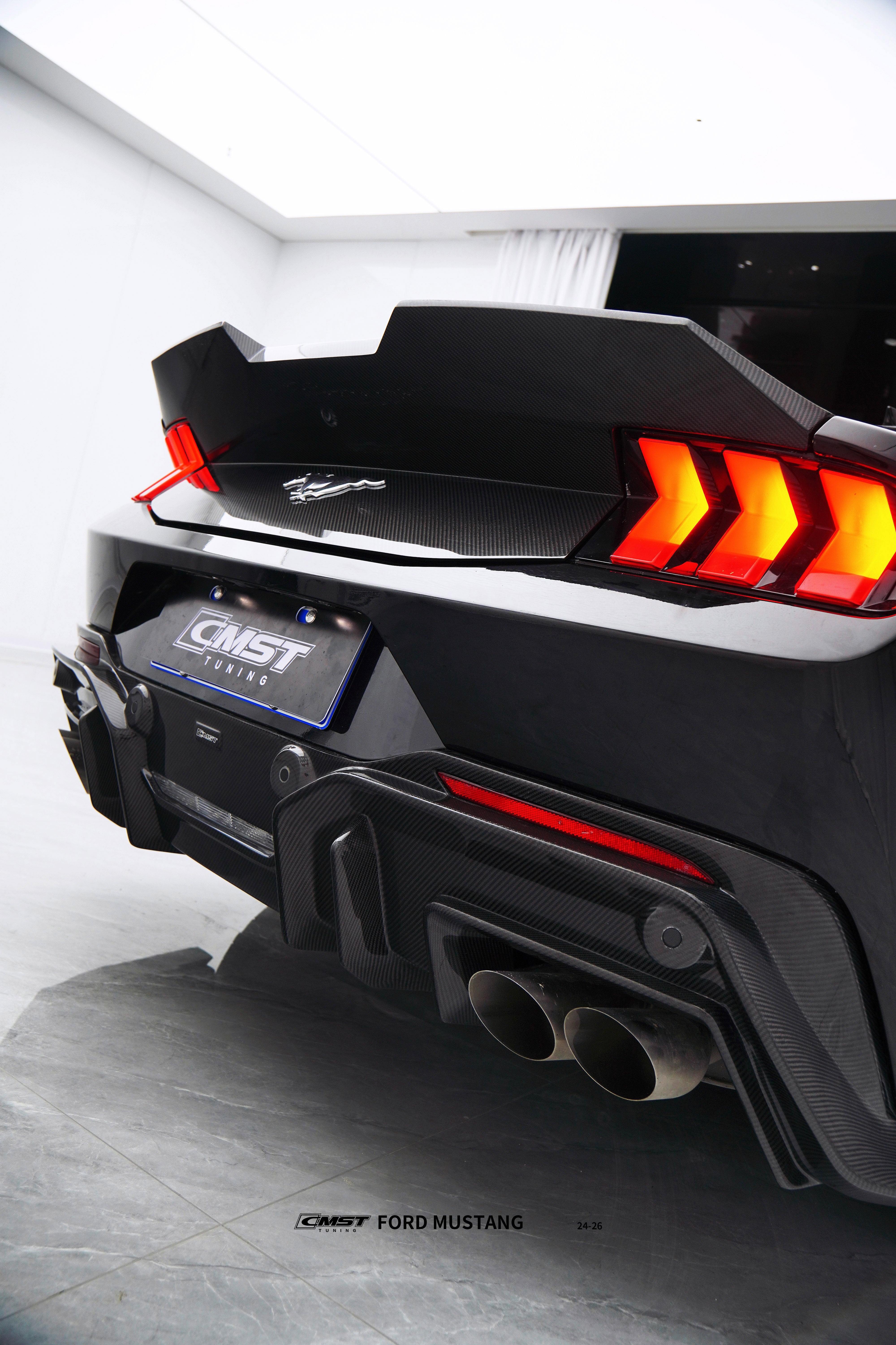 Ford Mustang S650 2.3 Ecoboost 5.0 GT Dark Horse 2024-ON with Aftermarket Parts - V2 Rear Diffuser Carbon Fiber / FRP from CMST Tuning