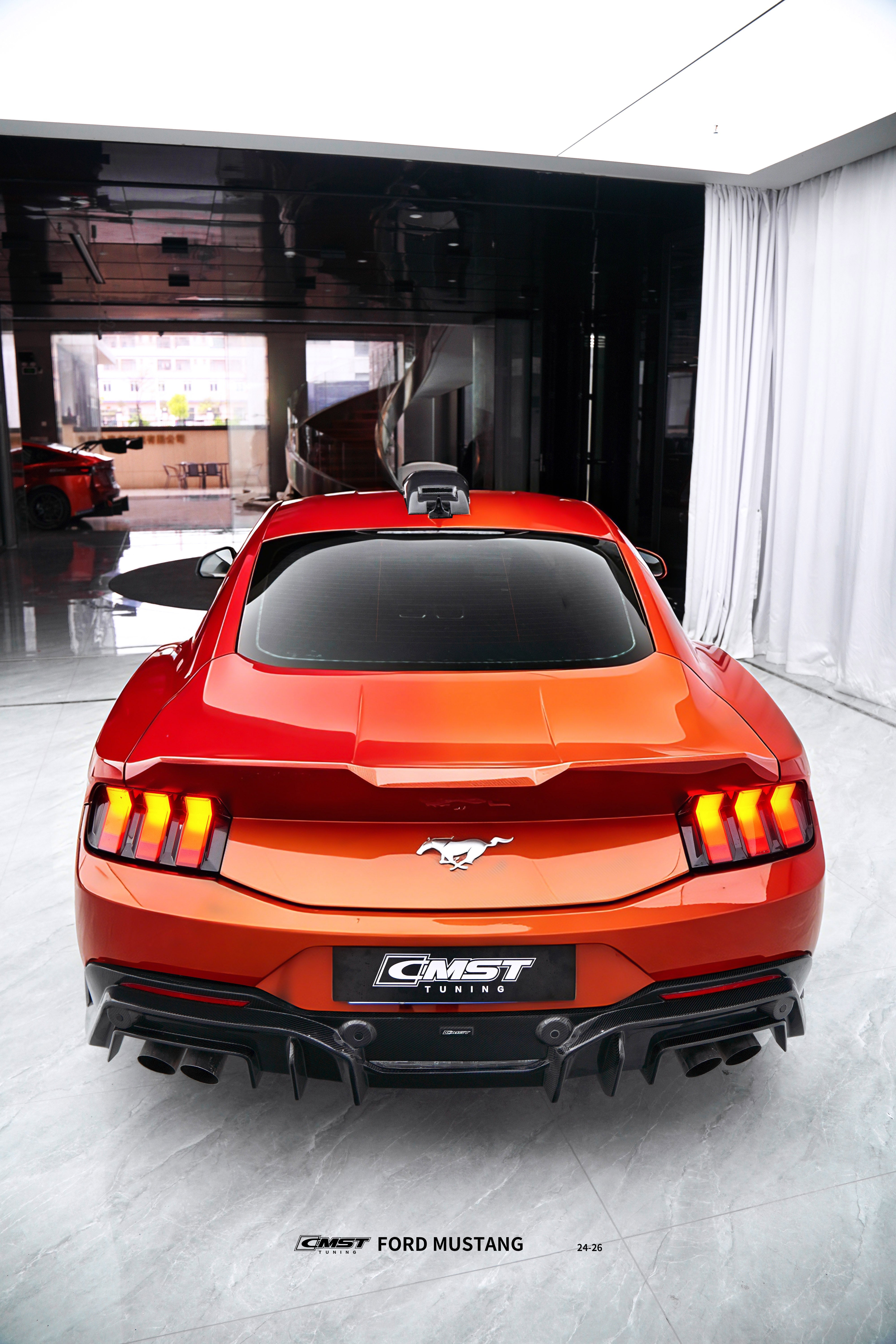Ford Mustang S650 2.3 Ecoboost 5.0 GT Dark Horse 2024-ON with Aftermarket Parts - V2 Rear Diffuser Carbon Fiber / FRP from CMST Tuning