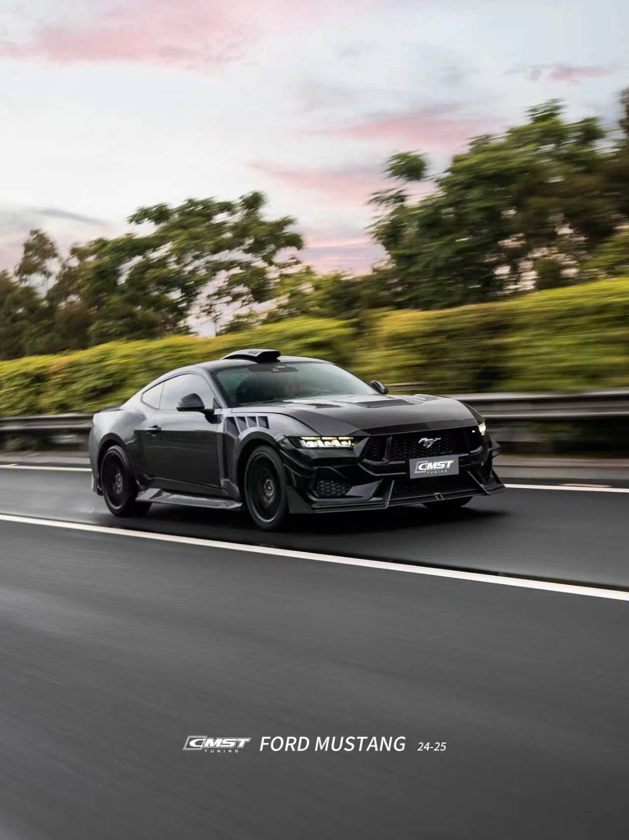 Ford Mustang S650 2.3 Ecoboost 5.0 GT Dark Horse 2024-ON with Aftermarket Parts - V2 Side Skirts Carbon Fiber / FRP from CMST Tuning