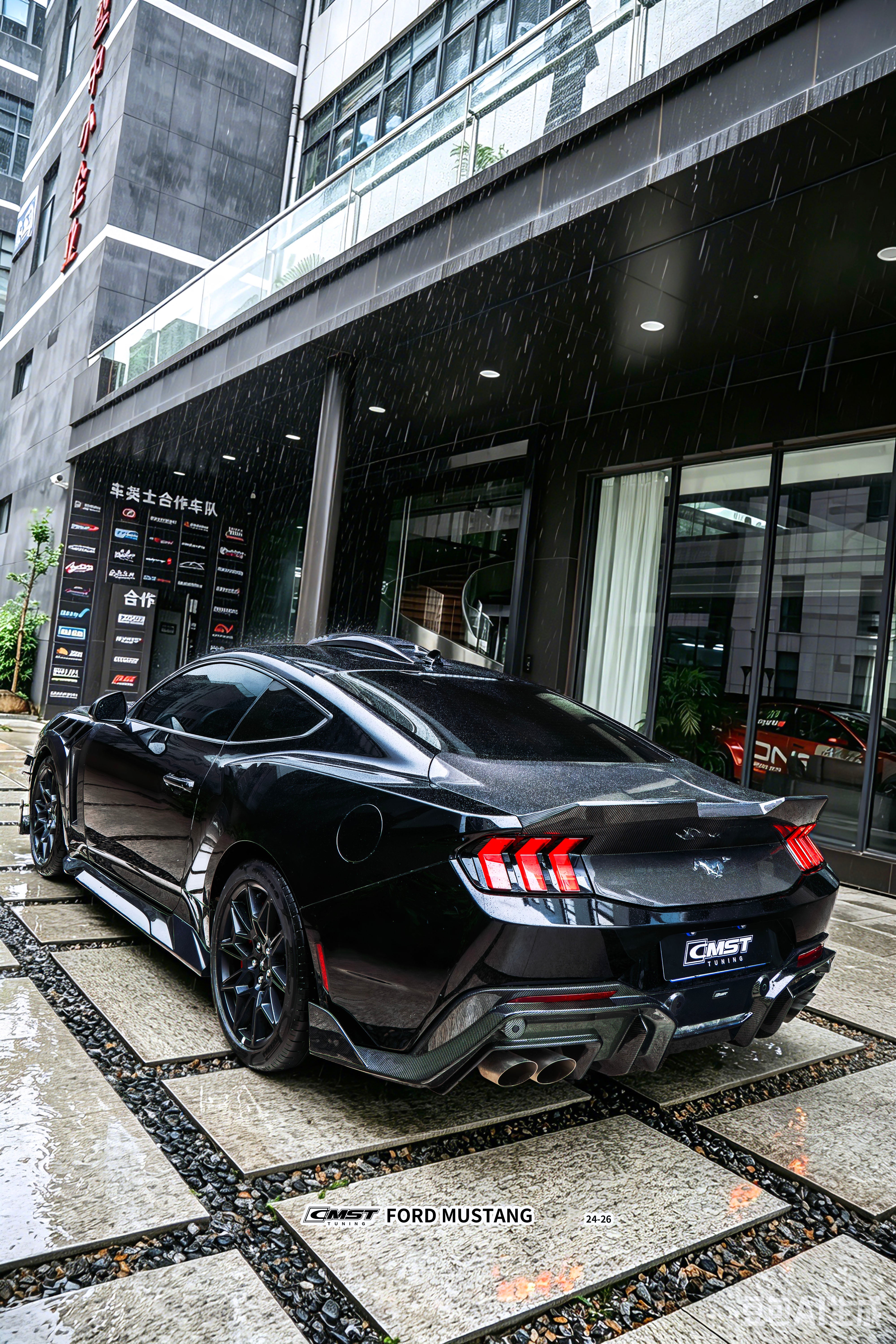 Ford Mustang S650 2.3 Ecoboost 5.0 GT Dark Horse 2024-ON with Aftermarket Parts - V2 Side Skirts Carbon Fiber / FRP from CMST Tuning