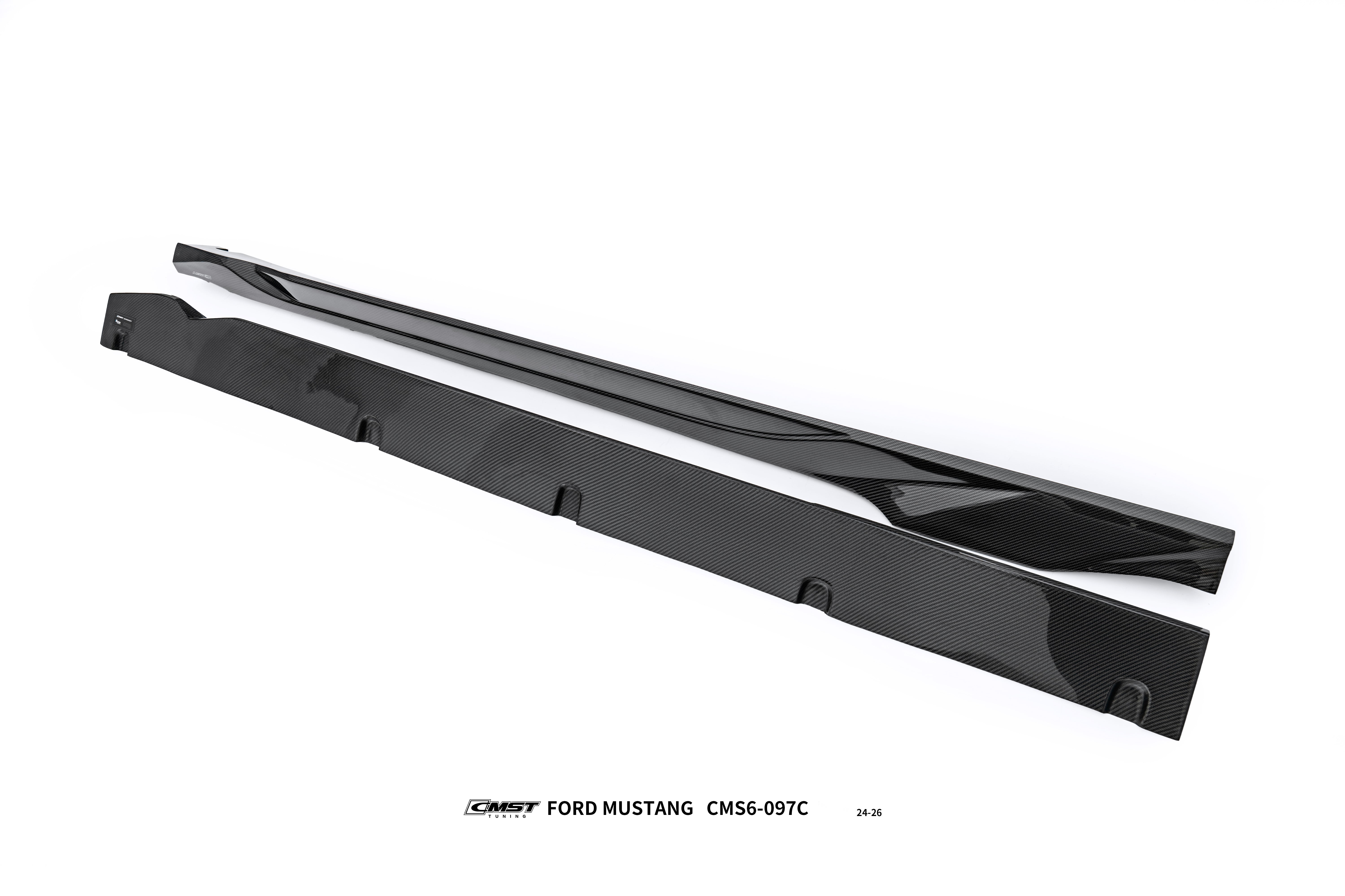 Ford Mustang S650 2.3 Ecoboost 5.0 GT Dark Horse 2024-ON with Aftermarket Parts - V2 Side Skirts Carbon Fiber / FRP from CMST Tuning