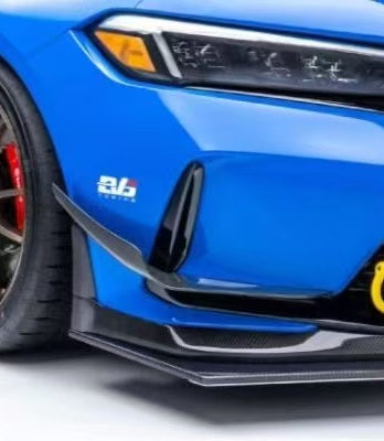 Honda Civic Type-R FL5 2023-ON with Aftermarket Parts - V2 Style Front Canards Dry Pre-preg Carbon Fiber / FRP from CMST Tuning