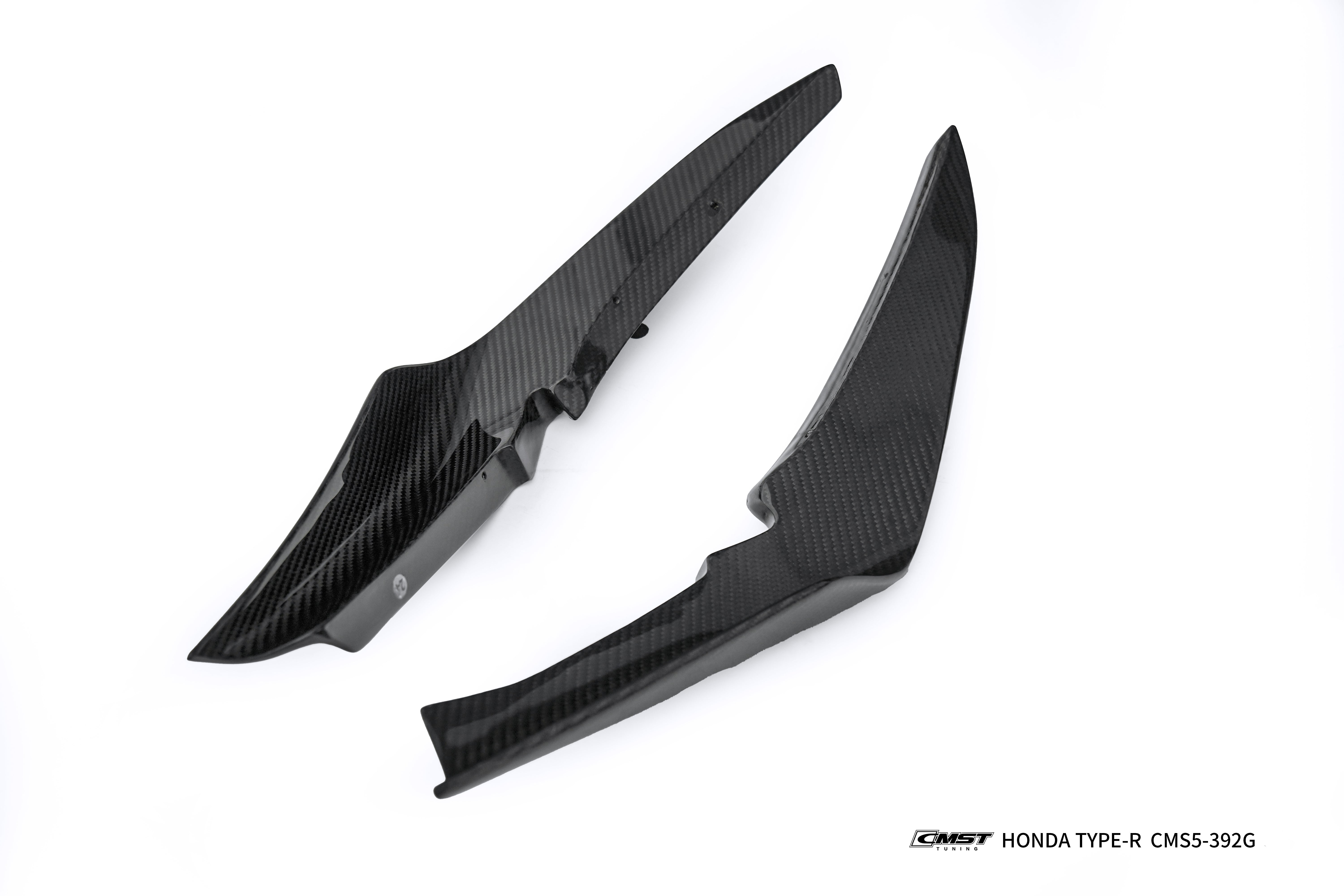 Honda Civic Type-R FL5 2023-ON with Aftermarket Parts - V2 Style Front Canards Dry Pre-preg Carbon Fiber / FRP from CMST Tuning