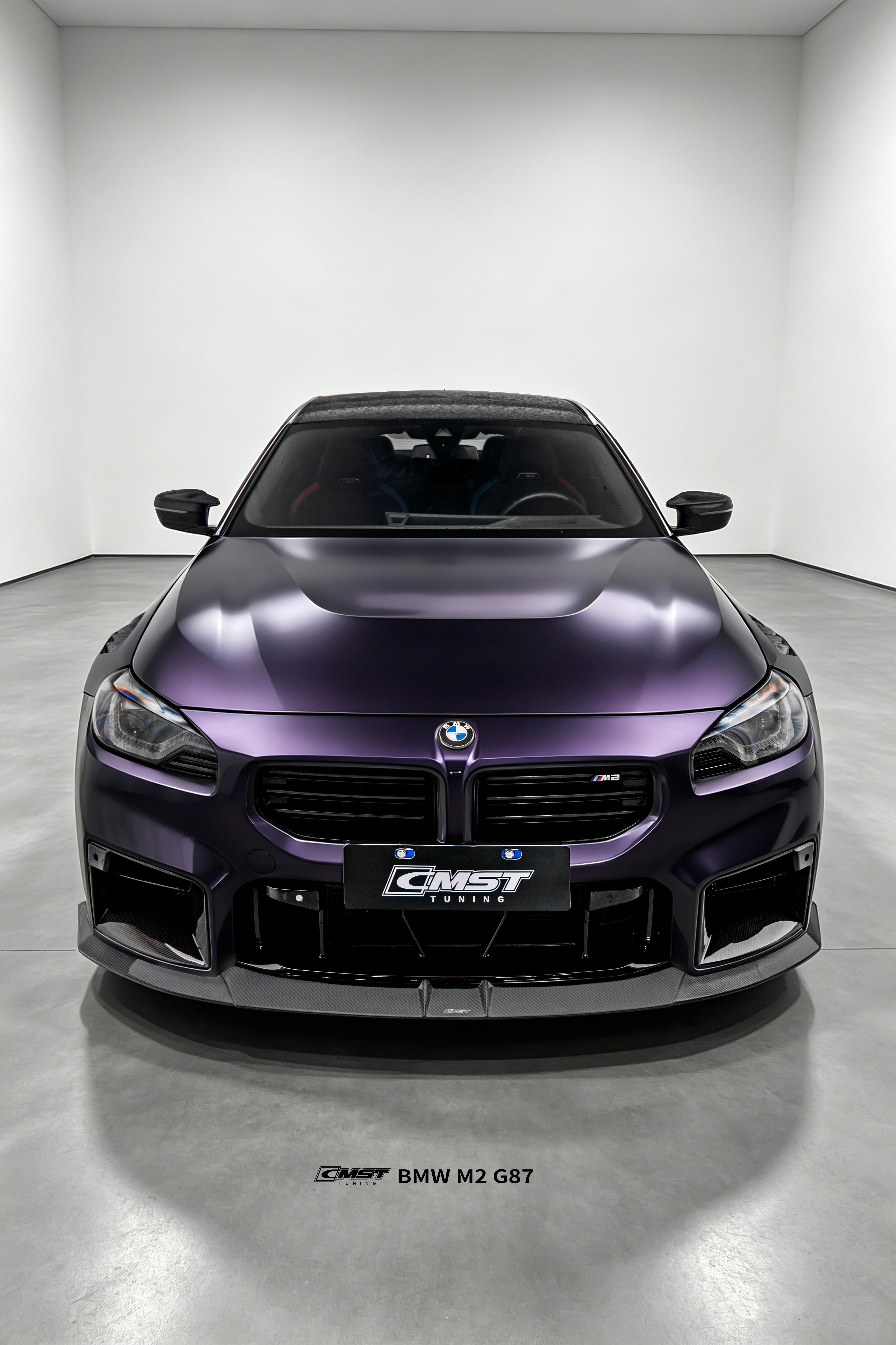BMW M2CS M2 G87 2023-ON with Aftermarket Parts - V2 Style Front Lip Dry Pre-preg Carbon Fiber / FRP from CMST Tuning