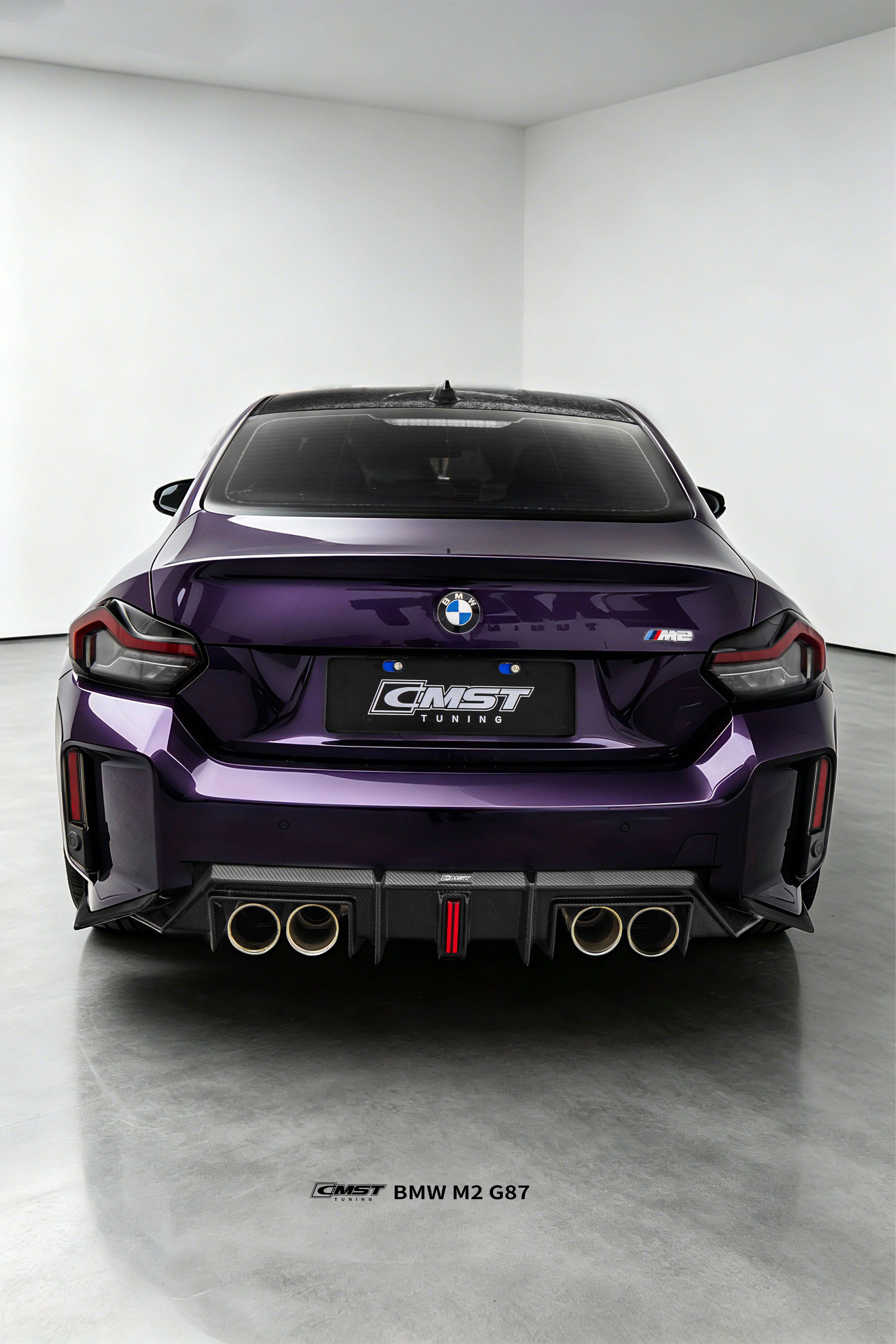 BMW M2CS M2 G87 2023-ON with Aftermarket Parts - V2 Style Rear Diffuser Dry Pre-preg Carbon Fiber / FRP from CMST Tuning