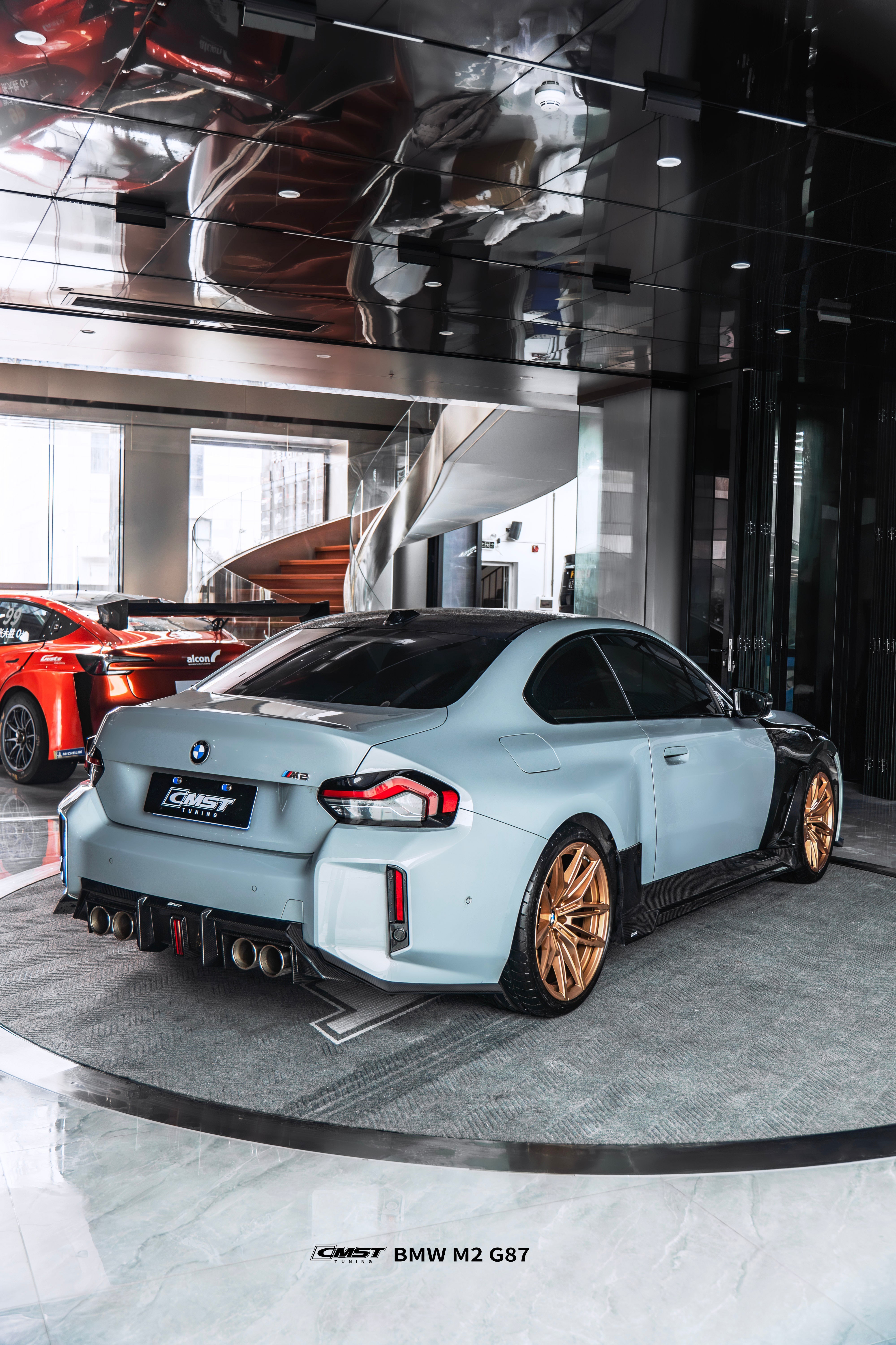 BMW M2CS M2 G87 2023-ON with Aftermarket Parts - V2 Style Rear Diffuser Dry Pre-preg Carbon Fiber / FRP from CMST Tuning