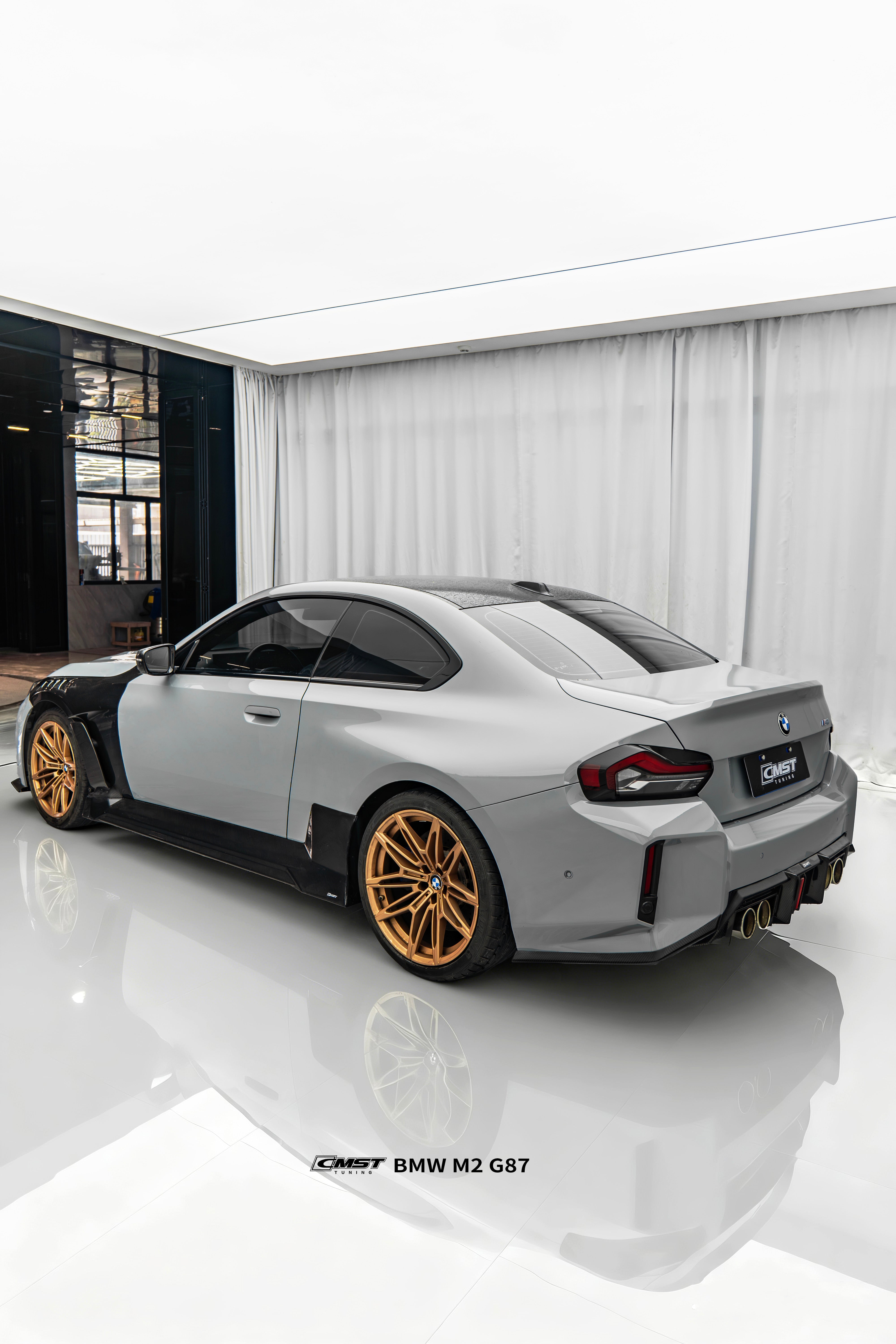 BMW M2CS M2 G87 2023-ON with Aftermarket Parts - V2 Style Rear Diffuser Dry Pre-preg Carbon Fiber / FRP from CMST Tuning