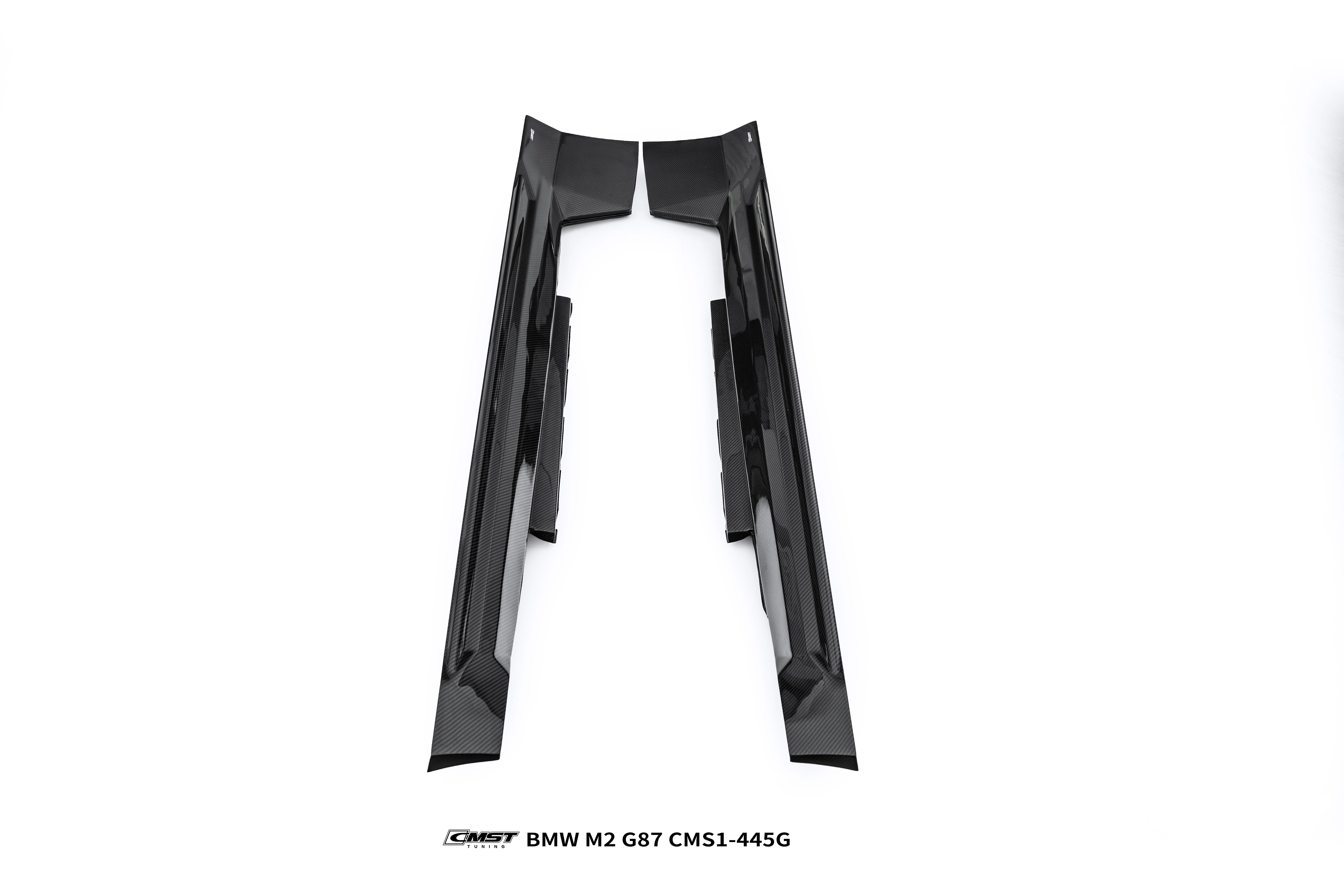 BMW M2CS M2 G87 2023-ON with Aftermarket Parts - V2 Style Side Skirts Dry Pre-preg Carbon Fiber / FRP from CMST Tuning