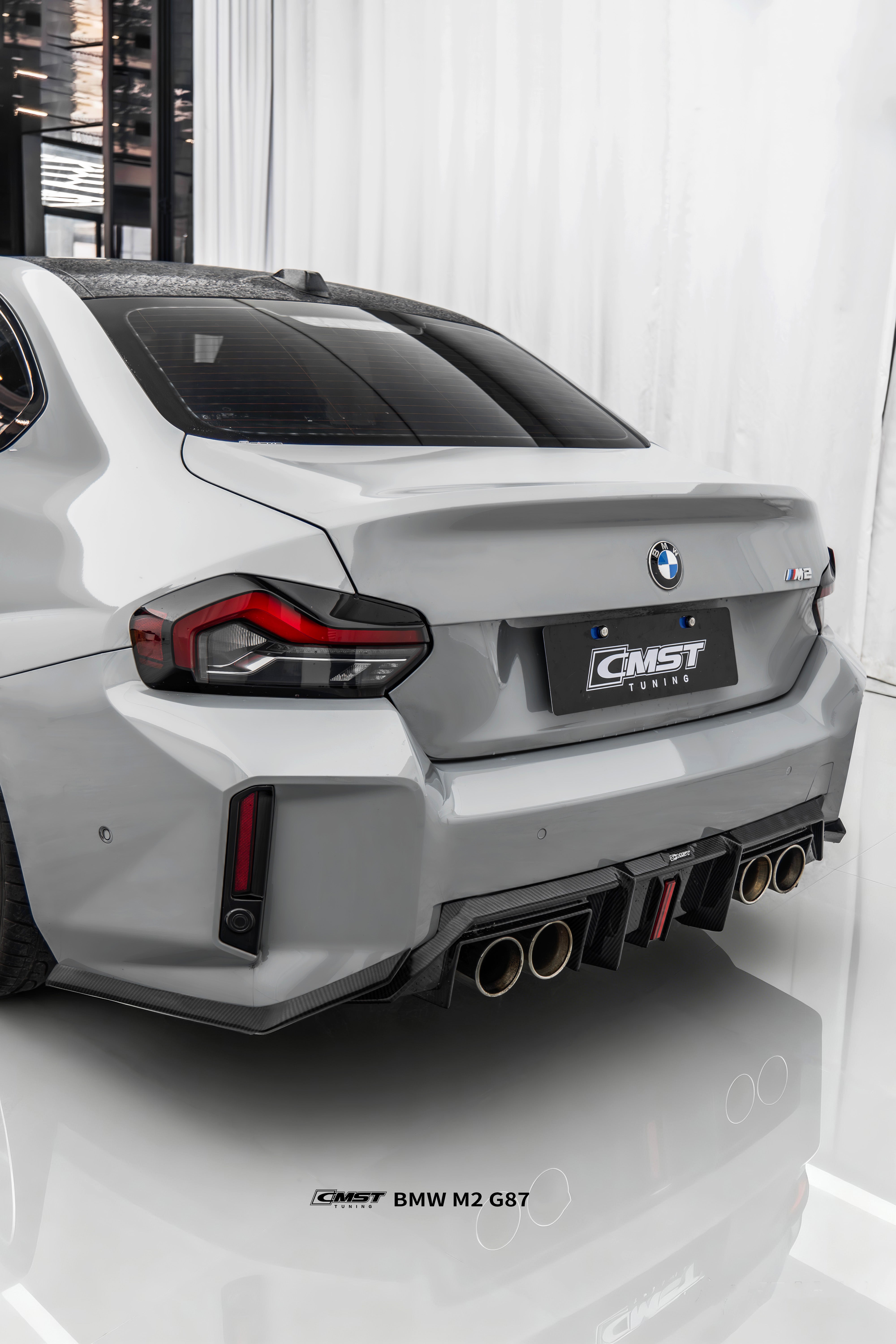 BMW M2CS M2 G87 2023-ON with Aftermarket Parts - V2 Style Rear Diffuser Dry Pre-preg Carbon Fiber / FRP from CMST Tuning