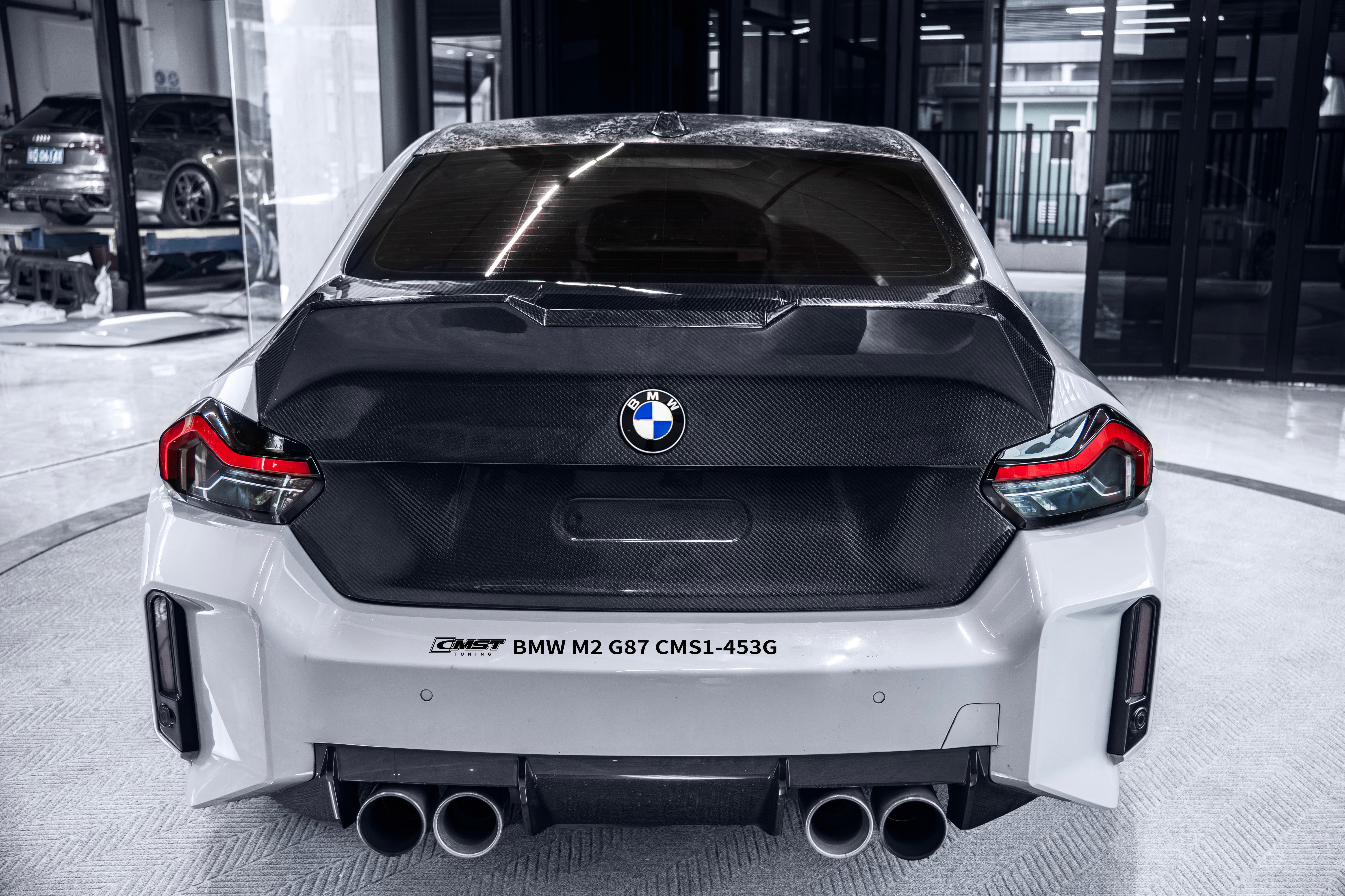BMW M2CS M2 G87 2023-ON &amp; 2 Series M240i 230i G42 2022-ON with Aftermarket Parts - V2 Style Rear Trunk Dry Pre-preg Carbon Fiber / FRP from CMST Tuning