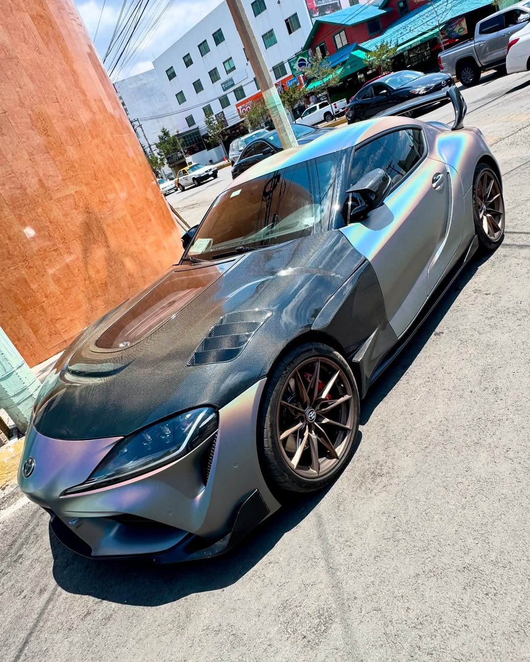 Toyota Supra MK5 A90 A91 3.0 2.0 2020 2021 2022 2023 2024 with Aftermarket Parts - V2 Tempered Glass Clearview Hood Bonnet Carbon Fiber / FRP from CMST Tuning