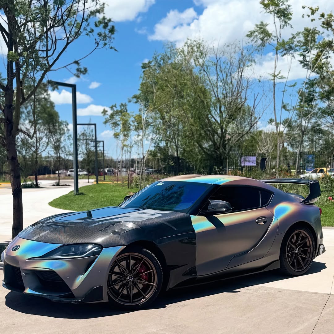 Toyota Supra MK5 A90 A91 3.0 2.0 2020 2021 2022 2023 2024 with Aftermarket Parts - V2 Tempered Glass Clearview Hood Bonnet Carbon Fiber / FRP from CMST Tuning