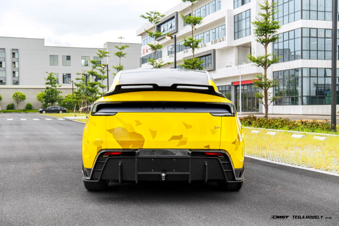 Tesla Model Y Juniper 2026-ON with Aftermarket Parts - V2 Rear Spoiler Carbon Fiber / FRP from CMST Tuning