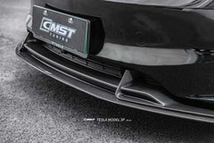 Tesla Model 3 Performance 2024-ON with Aftermarket Parts - V1 Front Lip Carbon Fiber / FRP from CMST Tuning