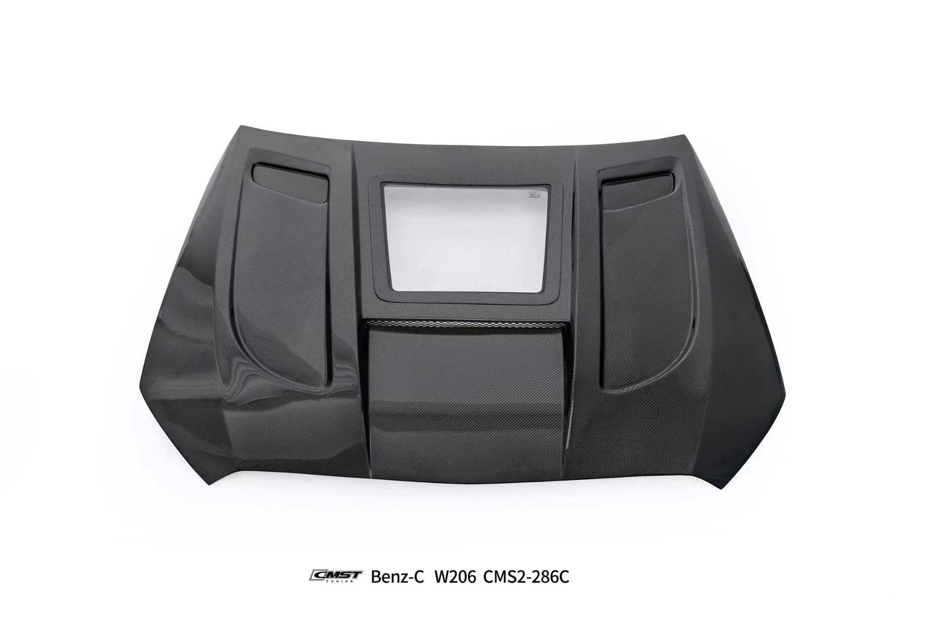Mercedes Benz C-Class C63S C63 C43 AMG C300 W206 S206 2021-ON with Aftermarket Parts - V2 Hood Carbon Fiber / FRP from CMST Tuning