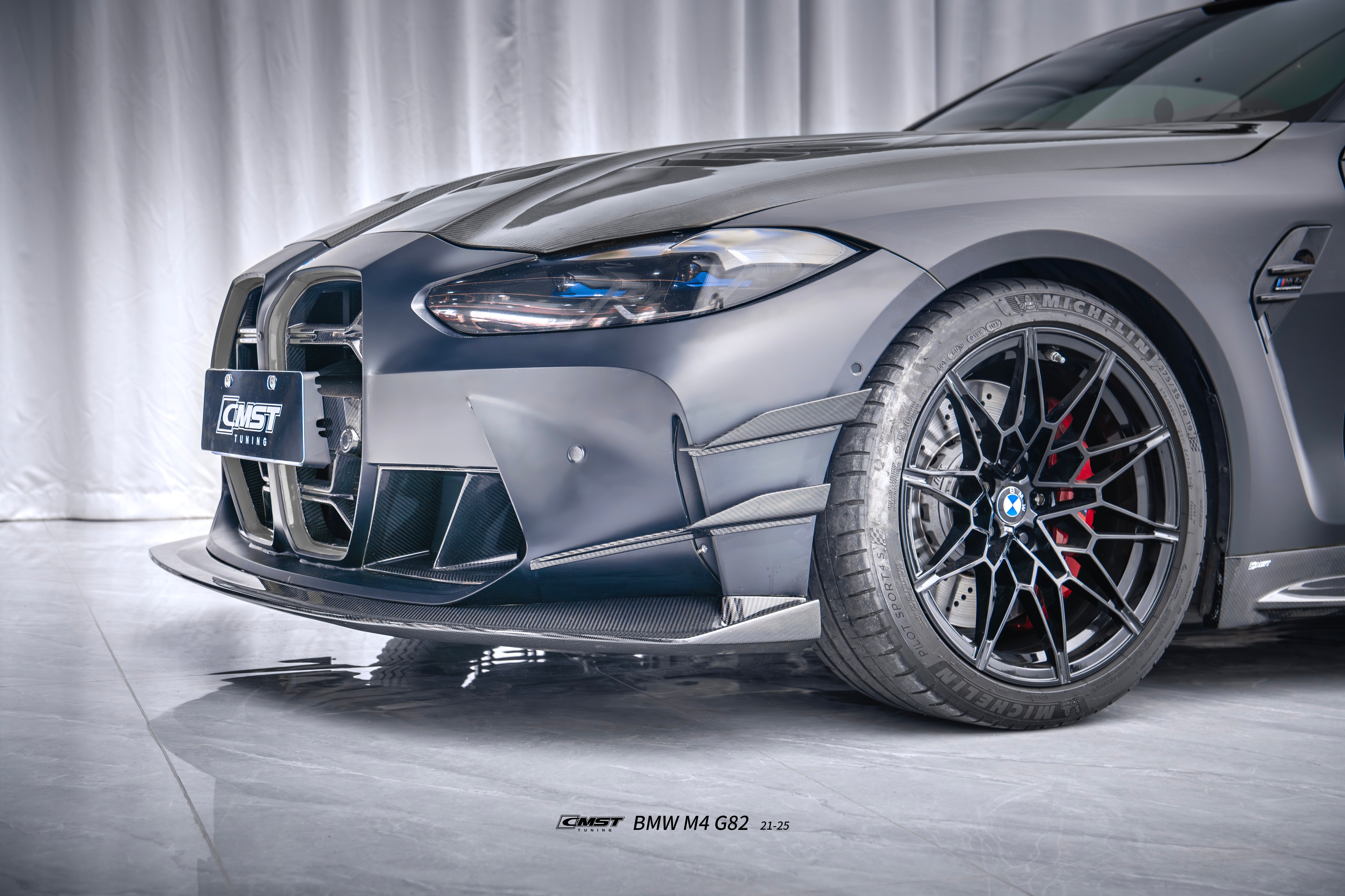BMW M3CS M3C M3 G80 G81 2021-ON &  M4CS M4C M4 G82 G83 2021-ON with Aftermarket Parts - V2 Style Front Canards Dry Pre-preg Carbon Fiber / FRP from CMST Tuning