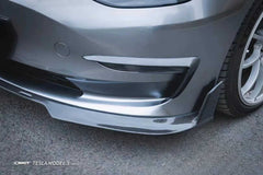 Tesla Model 3 Performance Long Range Standard Base 2017-2023 with Aftermarket Parts - V5 Style Front Lip Splitter Carbon Fiber / FRP from CMST Tuning