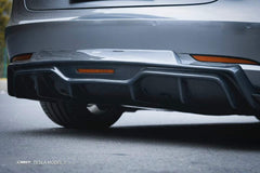 Tesla Model 3 Performance Long Range Standard Base 2017-2023 with Aftermarket Parts - V5 Style Rear Diffuser & Canards Carbon Fiber / FRP from CMST Tuning