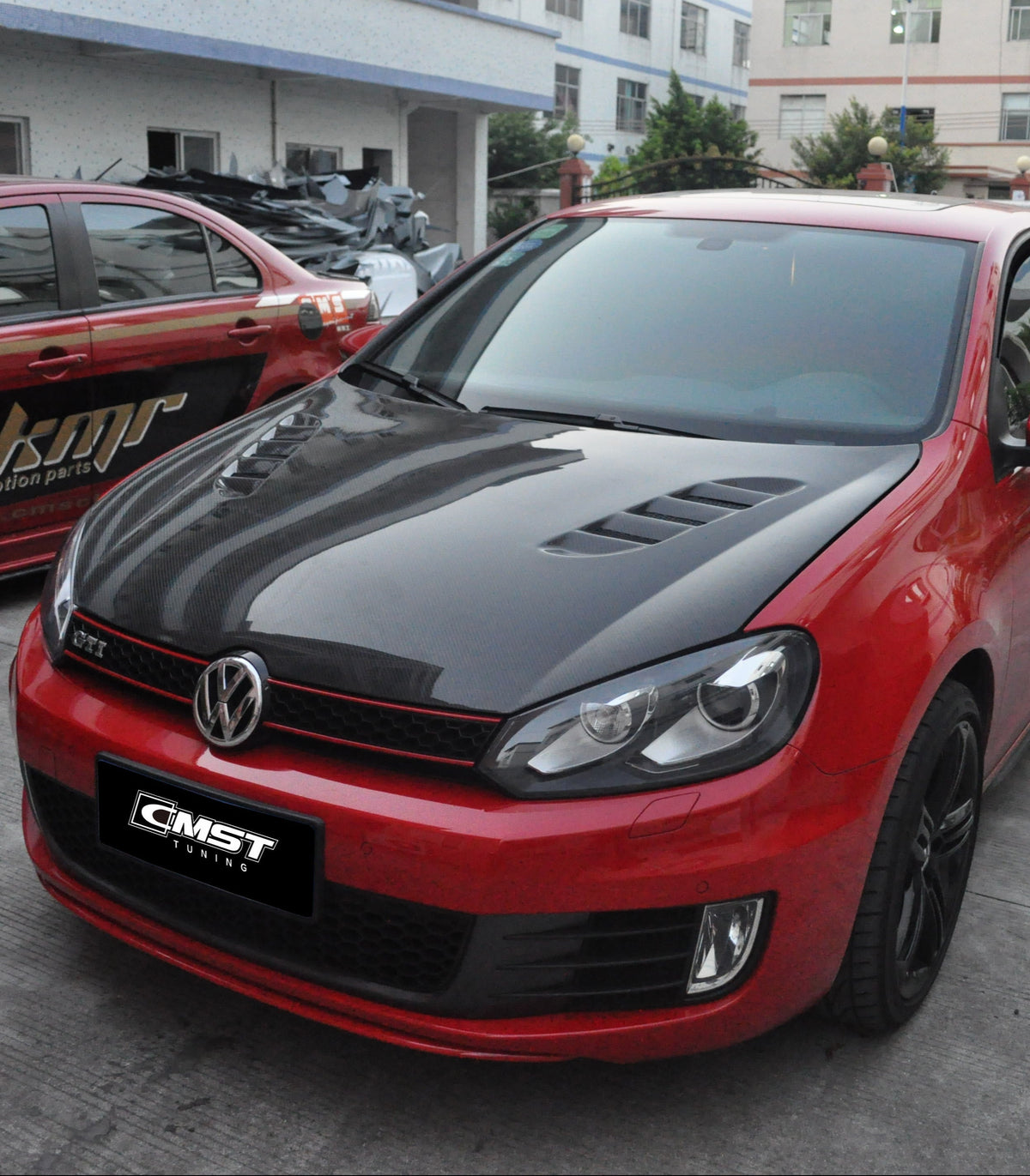 Volkswagen Golf Base GTI R MK6 MK6.5 2010 2011 2012 2013 2014 with Aftermarket Parts - Hood Bonnet Carbon Fiber / FRP from CMST Tuning