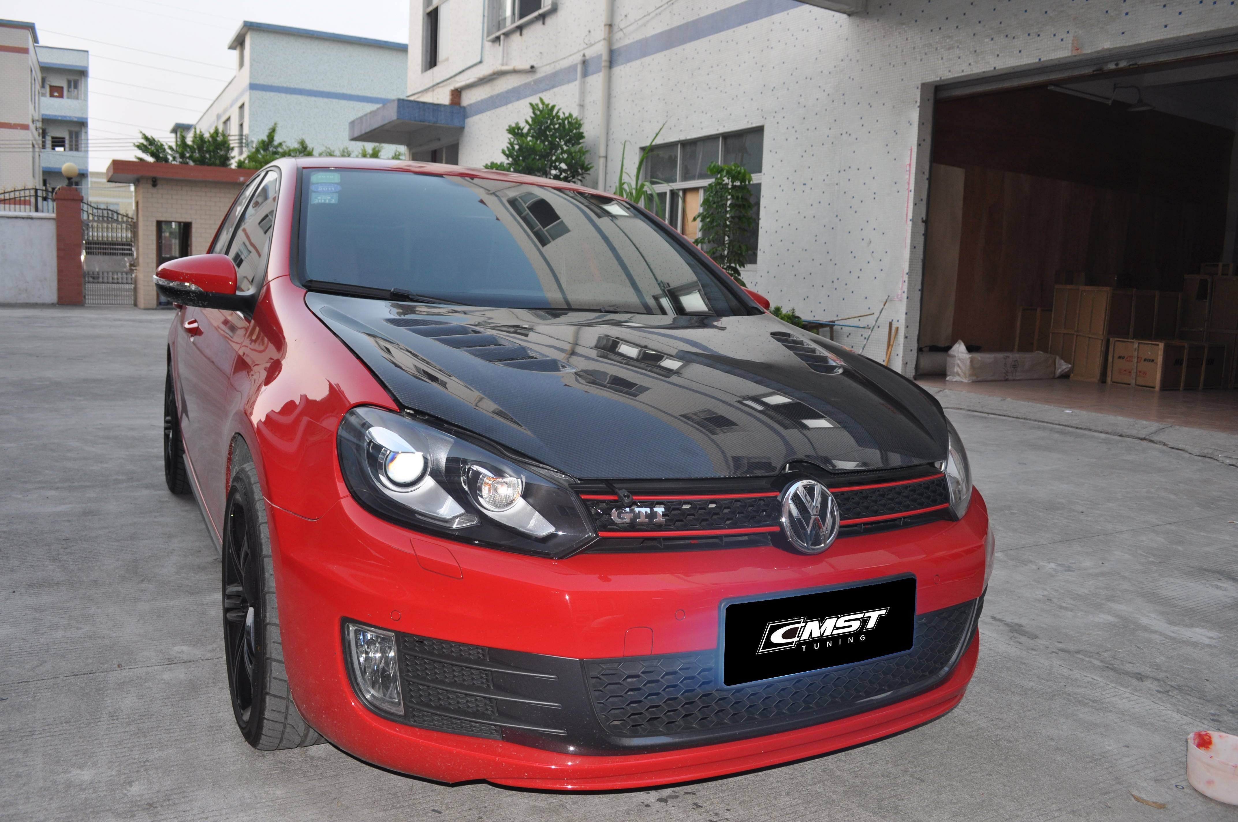 Volkswagen Golf Base GTI R MK6 MK6.5 2010 2011 2012 2013 2014 with Aftermarket Parts - Hood Bonnet Carbon Fiber / FRP from CMST Tuning
