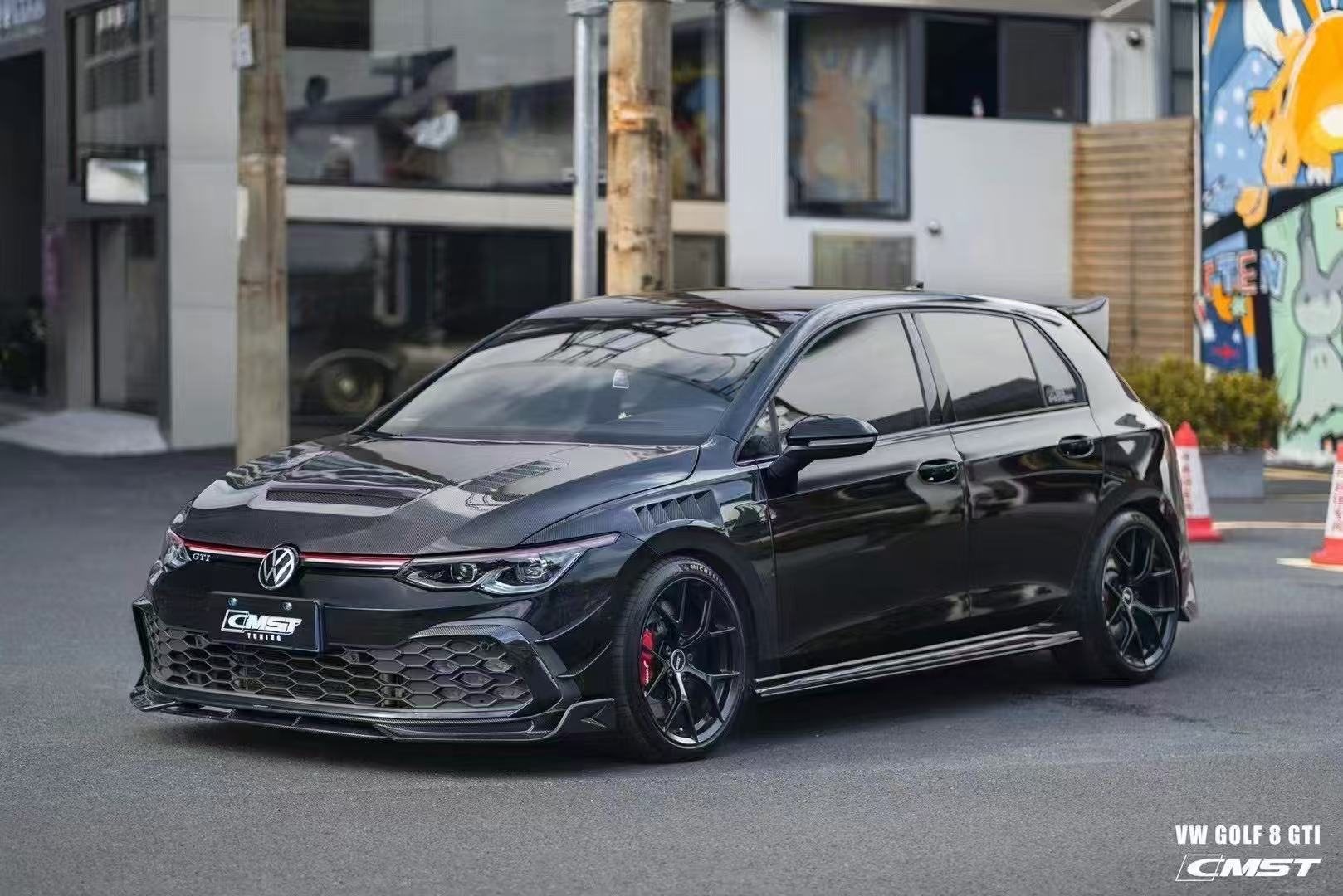 Volkswagen Golf GTI MK8 2022 2023 2024 with Aftermarket Parts - Front Lip Splitter Pre-preg Carbon Fiber / FRP from CMST Tuning