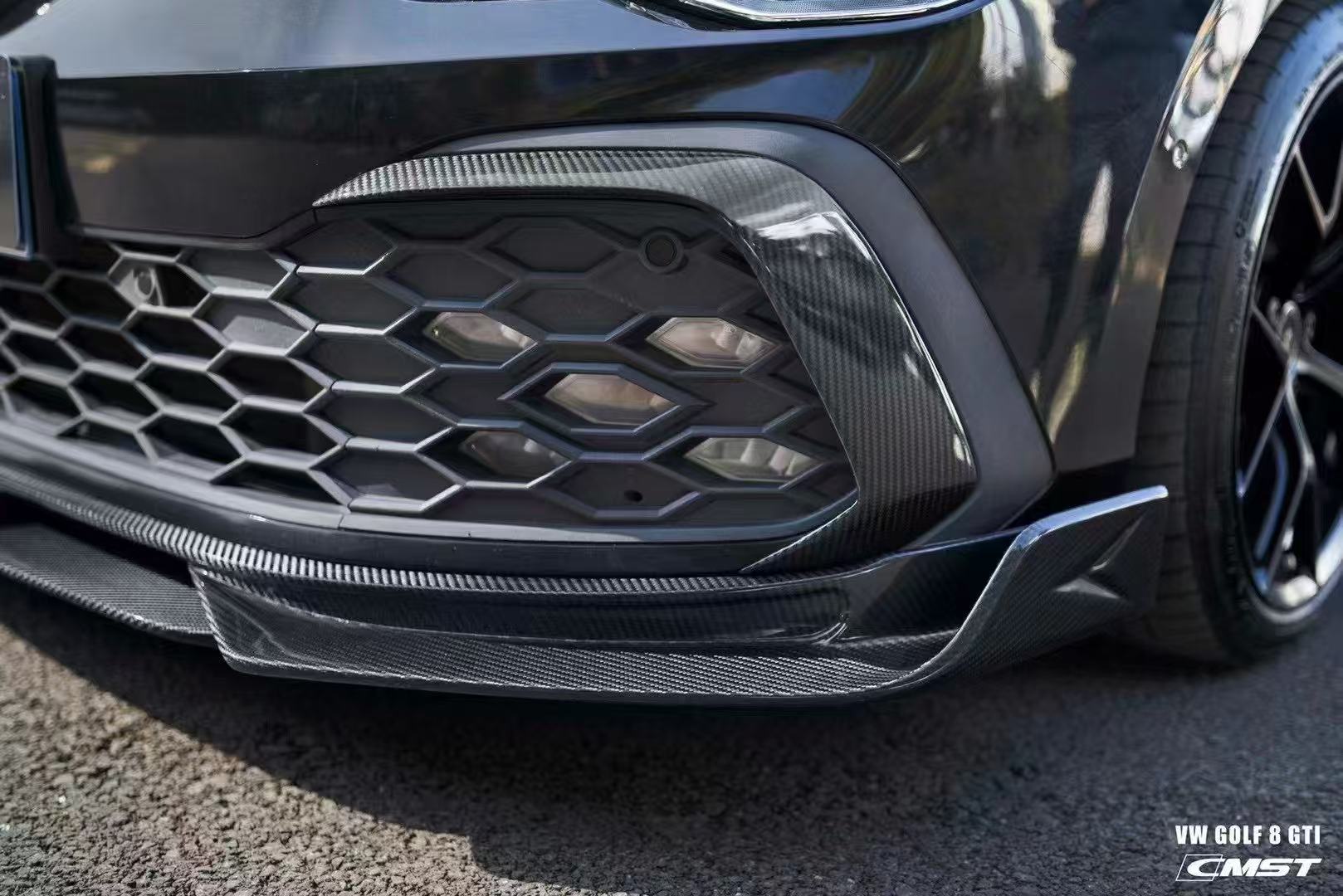 Volkswagen Golf GTI MK8 2022 2023 2024 with Aftermarket Parts - Upper Valences Pre-preg Carbon Fiber / FRP from CMST Tuning
